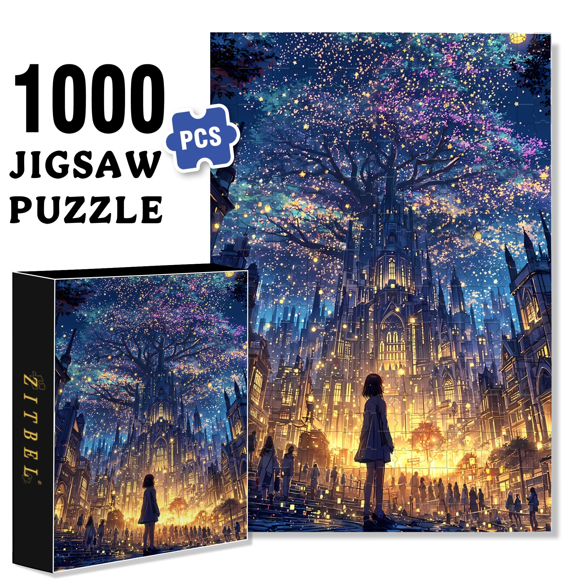 Shock 500pcs/1000pcs Jigsaw Puzzle, Scratch-Resistant, Interactive Family Game & Brain-Boosting DIY Decor, Perfect for Halloween, Christmas & New Year Gifts, Family Puzzle Game