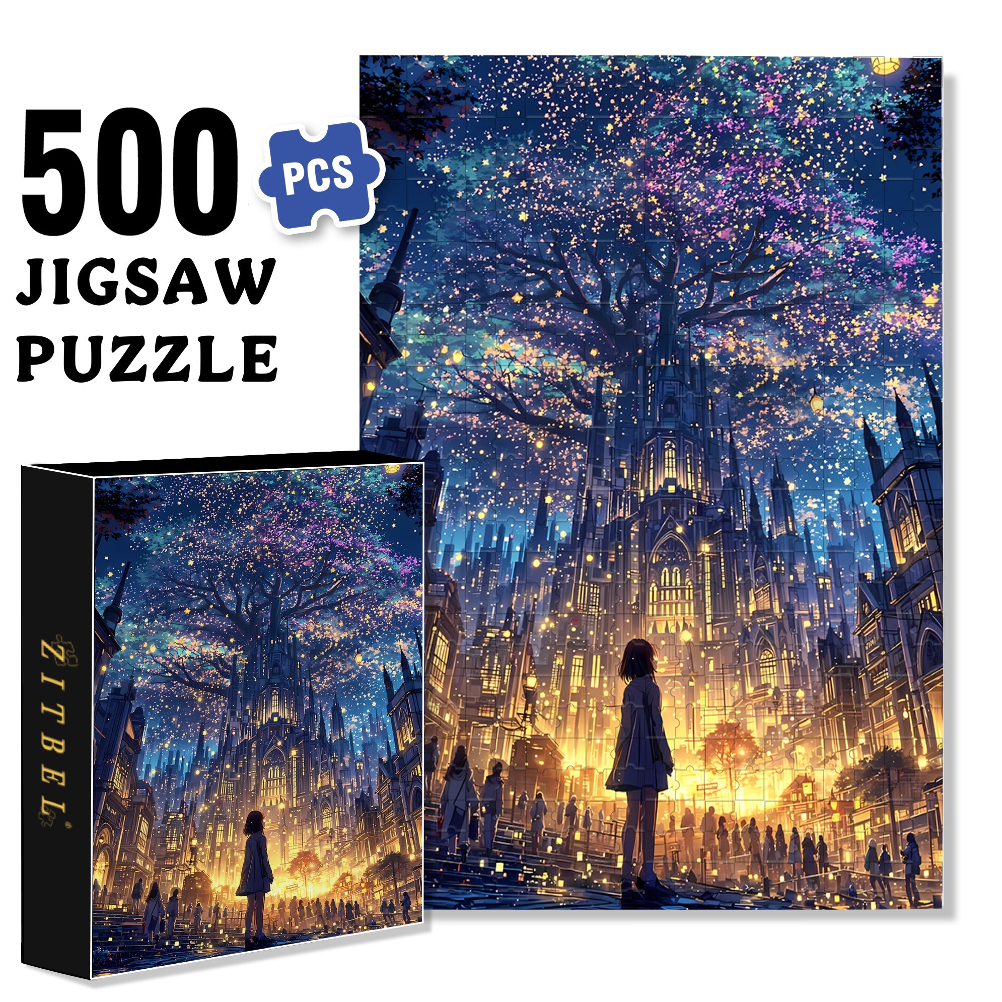 Shock 500pcs/1000pcs Jigsaw Puzzle, Scratch-Resistant, Interactive Family Game & Brain-Boosting DIY Decor, Perfect for Halloween, Christmas & New Year Gifts, Family Puzzle Game