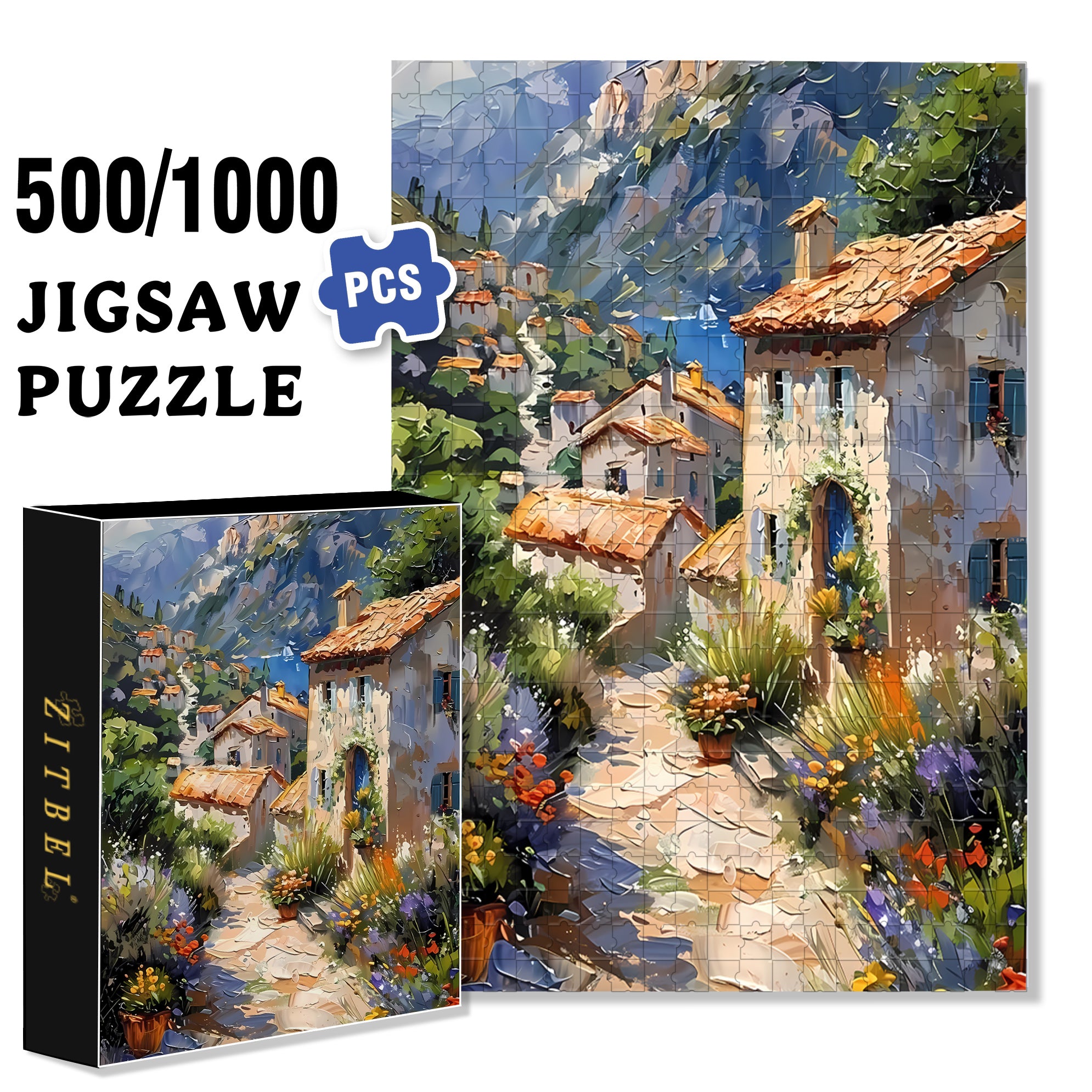 Small Village 500pcs/1000pcs Jigsaw Puzzle, Scratch-Resistant, Interactive Family Game & Brain-Boosting DIY Decor, Perfect for Halloween, Christmas & New Year Gifts, Family Puzzle Game