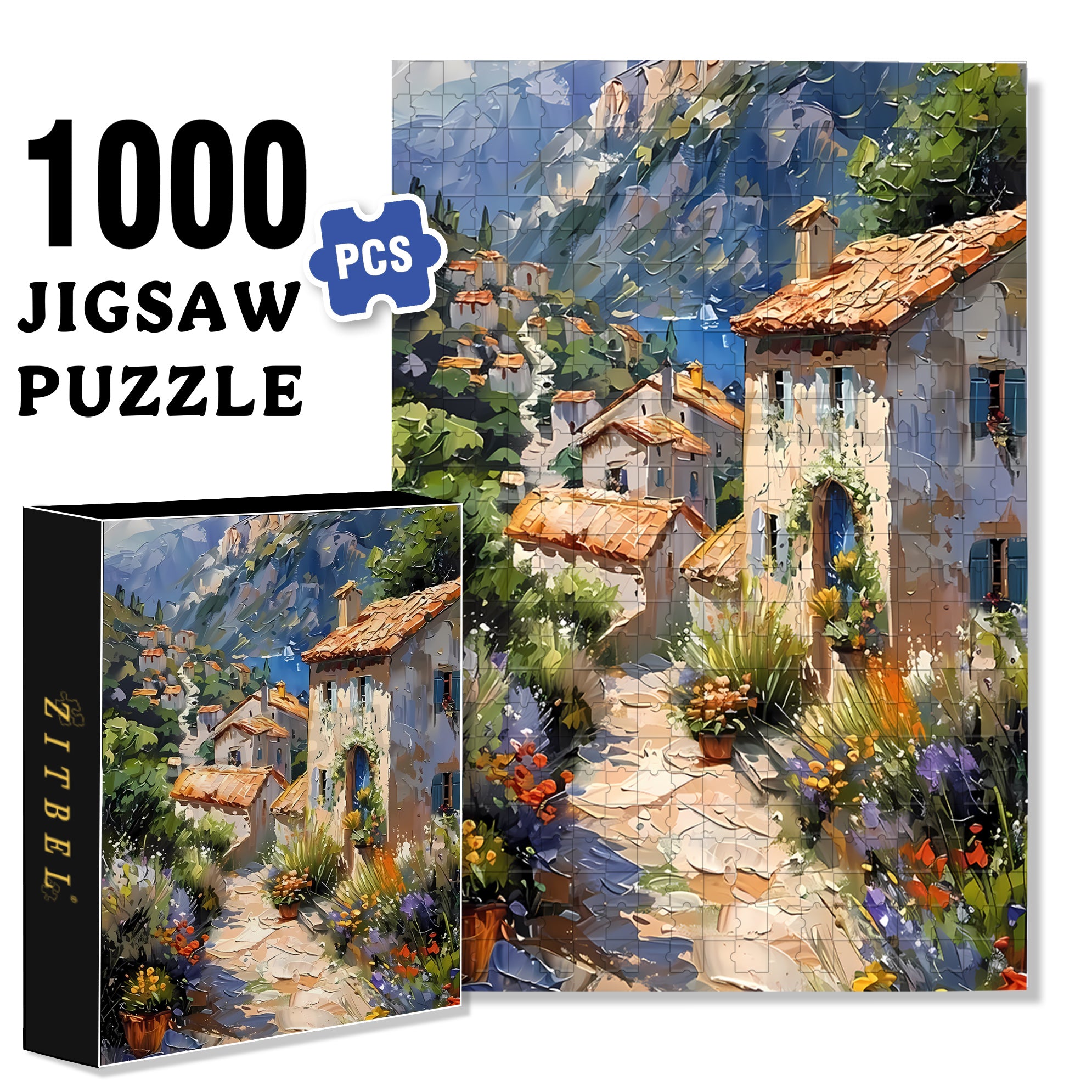 Small Village 500pcs/1000pcs Jigsaw Puzzle, Scratch-Resistant, Interactive Family Game & Brain-Boosting DIY Decor, Perfect for Halloween, Christmas & New Year Gifts, Family Puzzle Game