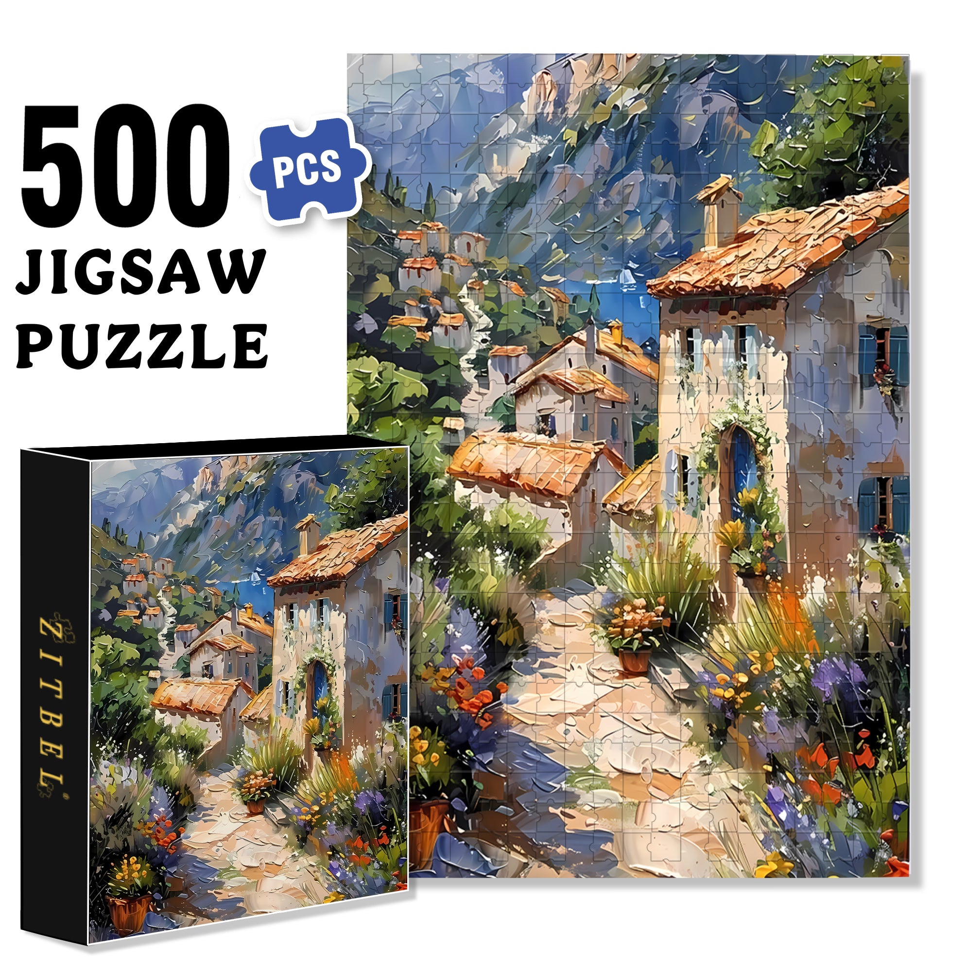 Small Village 500pcs/1000pcs Jigsaw Puzzle, Scratch-Resistant, Interactive Family Game & Brain-Boosting DIY Decor, Perfect for Halloween, Christmas & New Year Gifts, Family Puzzle Game