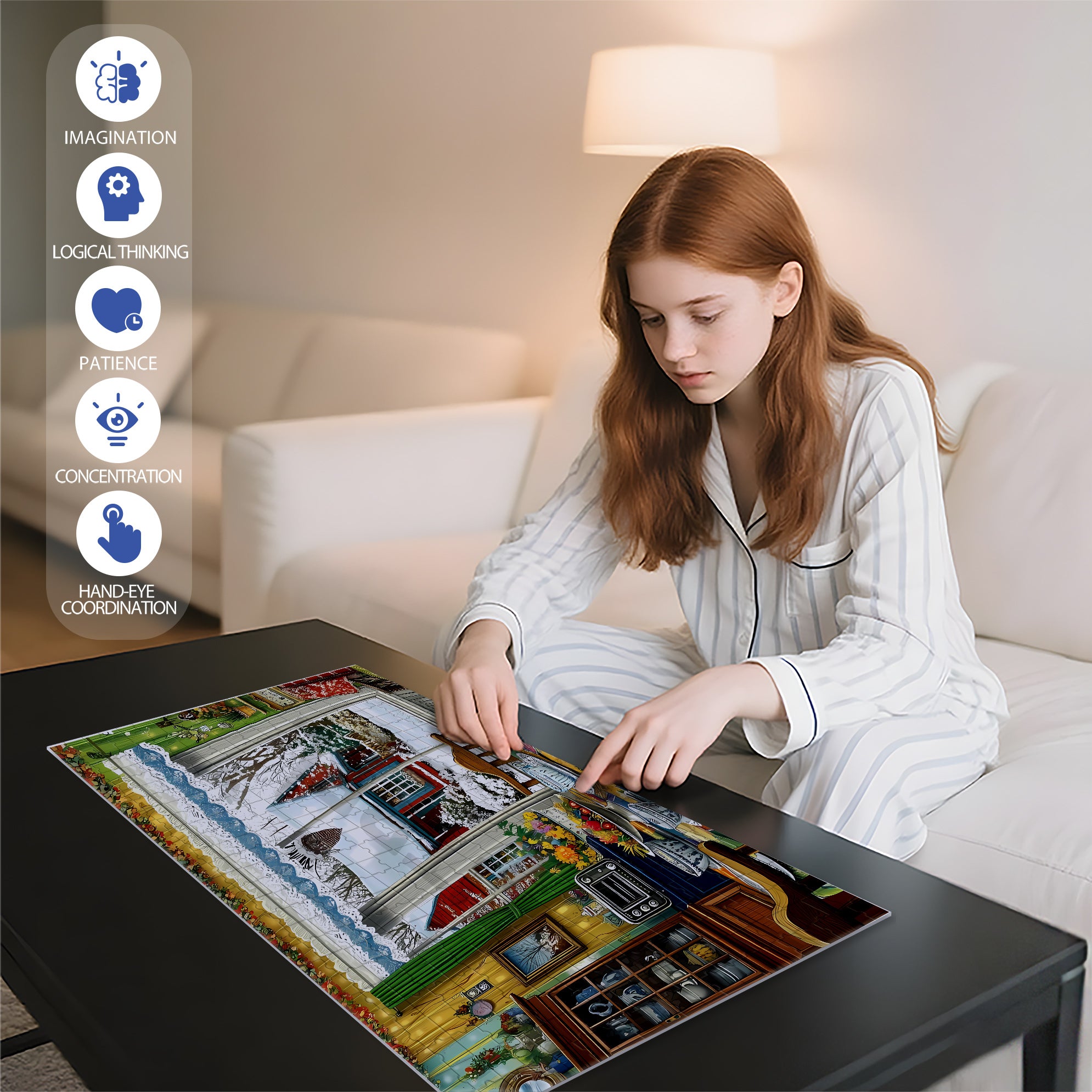 Snowy Day 500pcs/1000pcs Jigsaw Puzzle, Scratch-Resistant, Interactive Family Game & Brain-Boosting DIY Decor, Perfect for Halloween, Christmas & New Year Gifts, Family Puzzle Game