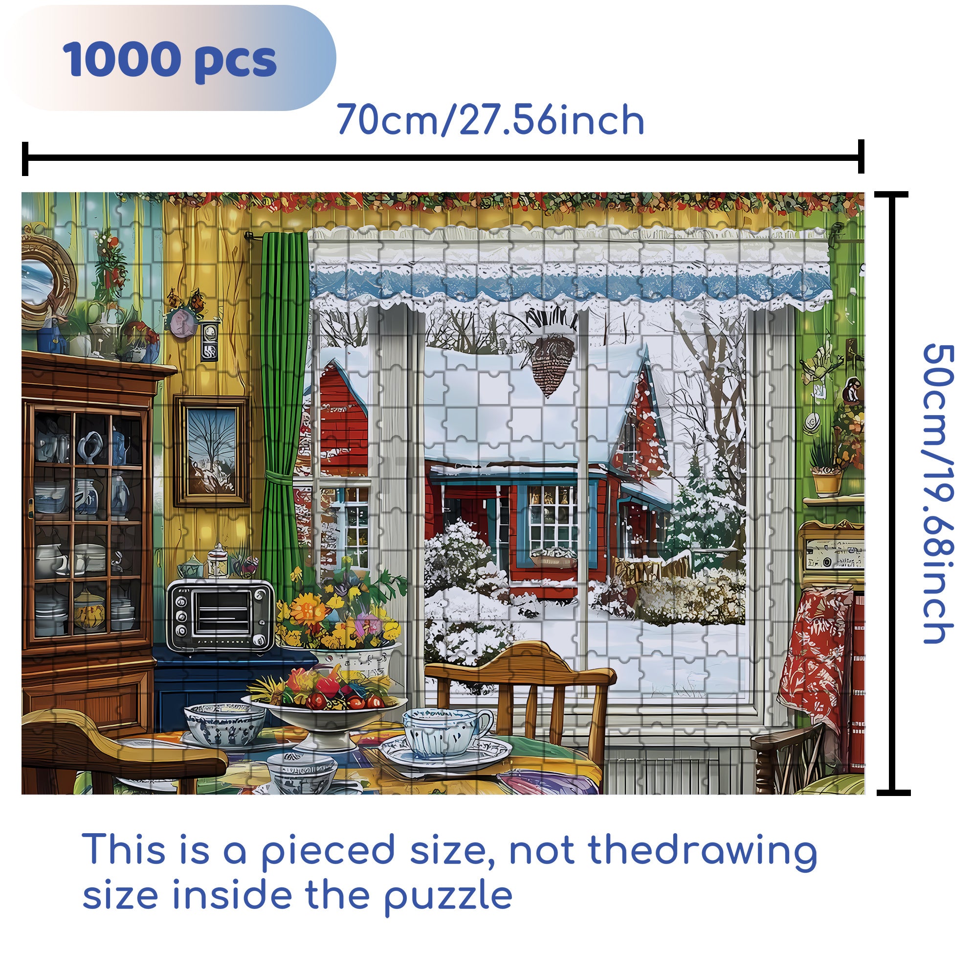 Snowy Day 500pcs/1000pcs Jigsaw Puzzle, Scratch-Resistant, Interactive Family Game & Brain-Boosting DIY Decor, Perfect for Halloween, Christmas & New Year Gifts, Family Puzzle Game