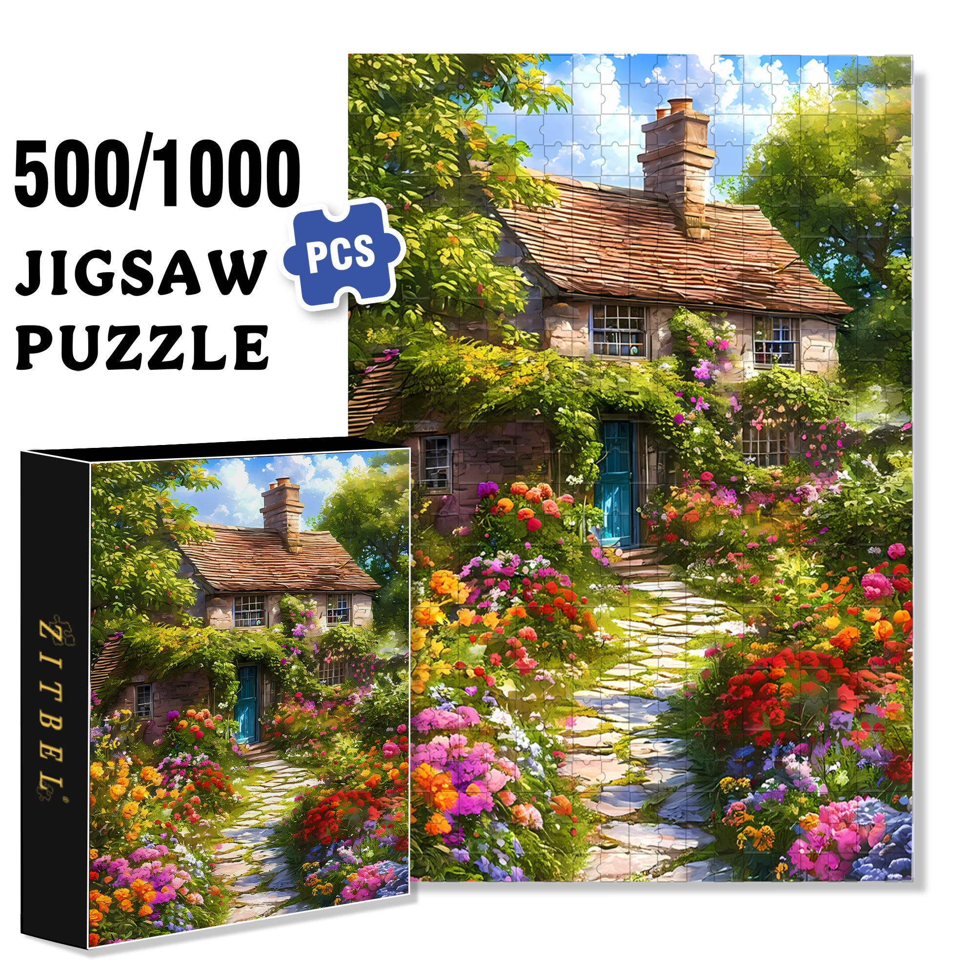 Spring In The Garden 500pcs/1000pcs Jigsaw Puzzle, Scratch-Resistant, Interactive Family Game & Brain-Boosting DIY Decor, Perfect for Halloween, Christmas & New Year Gifts, Family Puzzle Game
