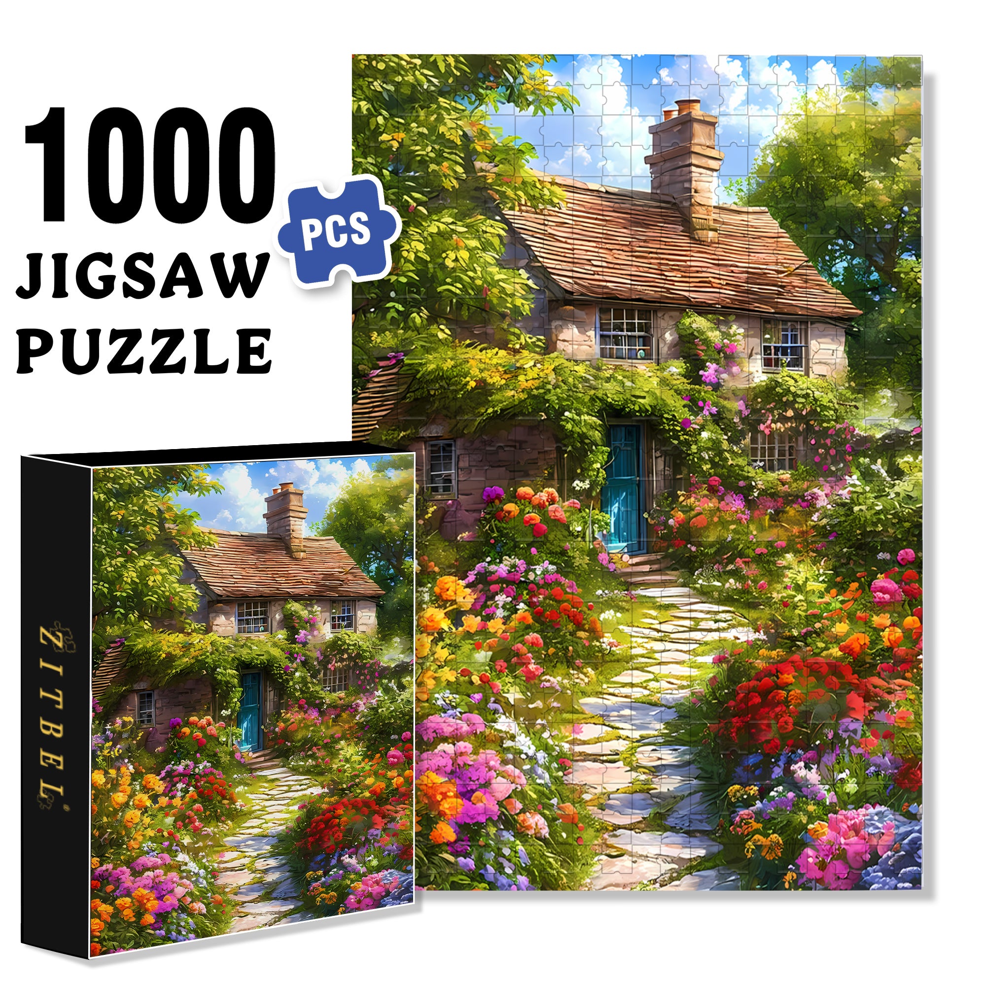 Spring In The Garden 500pcs/1000pcs Jigsaw Puzzle, Scratch-Resistant, Interactive Family Game & Brain-Boosting DIY Decor, Perfect for Halloween, Christmas & New Year Gifts, Family Puzzle Game