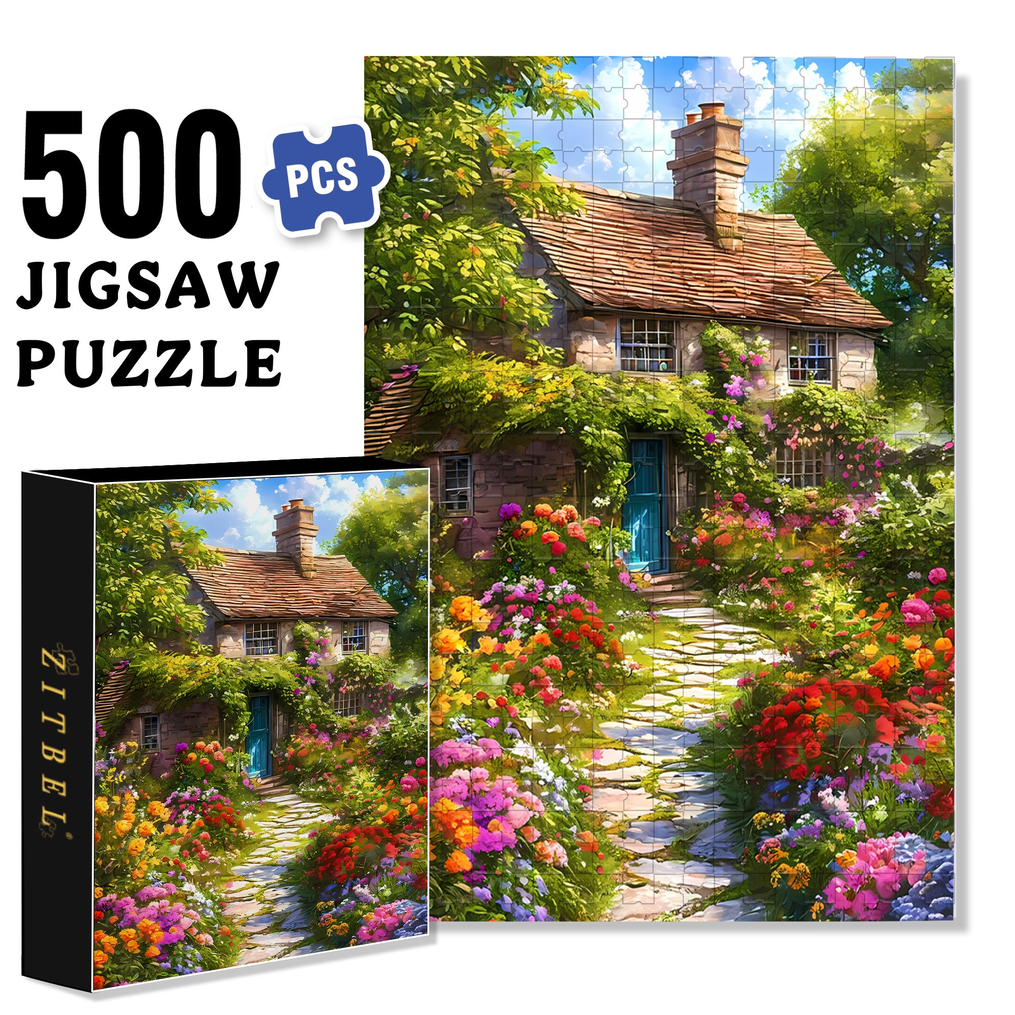 Spring In The Garden 500pcs/1000pcs Jigsaw Puzzle, Scratch-Resistant, Interactive Family Game & Brain-Boosting DIY Decor, Perfect for Halloween, Christmas & New Year Gifts, Family Puzzle Game