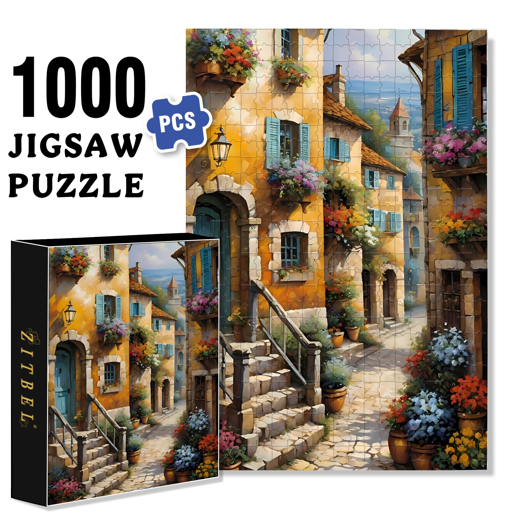 Stone Houses 500pcs/1000pcs Jigsaw Puzzle, Scratch-Resistant, Interactive Family Game & Brain-Boosting DIY Decor, Perfect for Halloween, Christmas & New Year Gifts, Family Puzzle Game