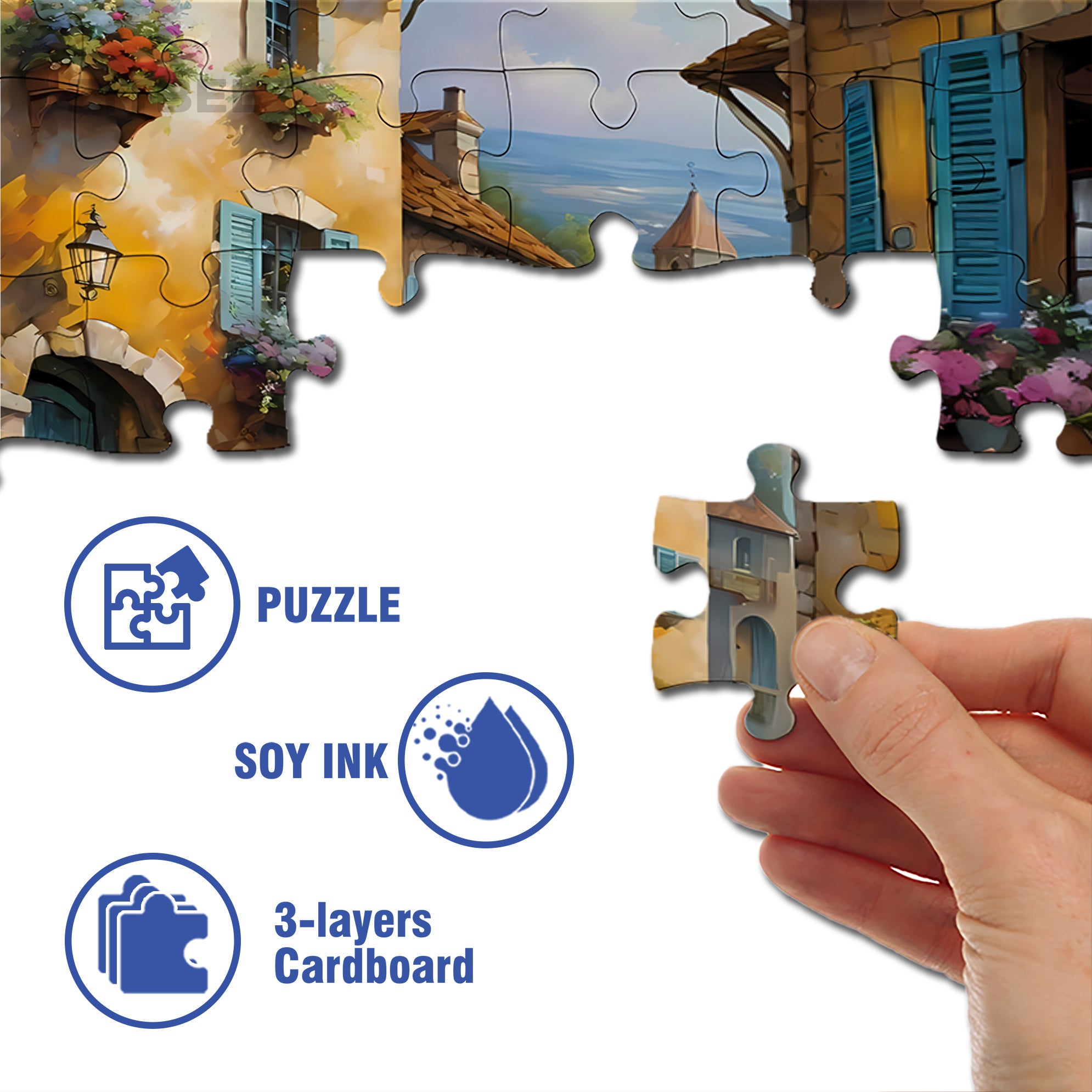 Stone Houses 500pcs/1000pcs Jigsaw Puzzle, Scratch-Resistant, Interactive Family Game & Brain-Boosting DIY Decor, Perfect for Halloween, Christmas & New Year Gifts, Family Puzzle Game