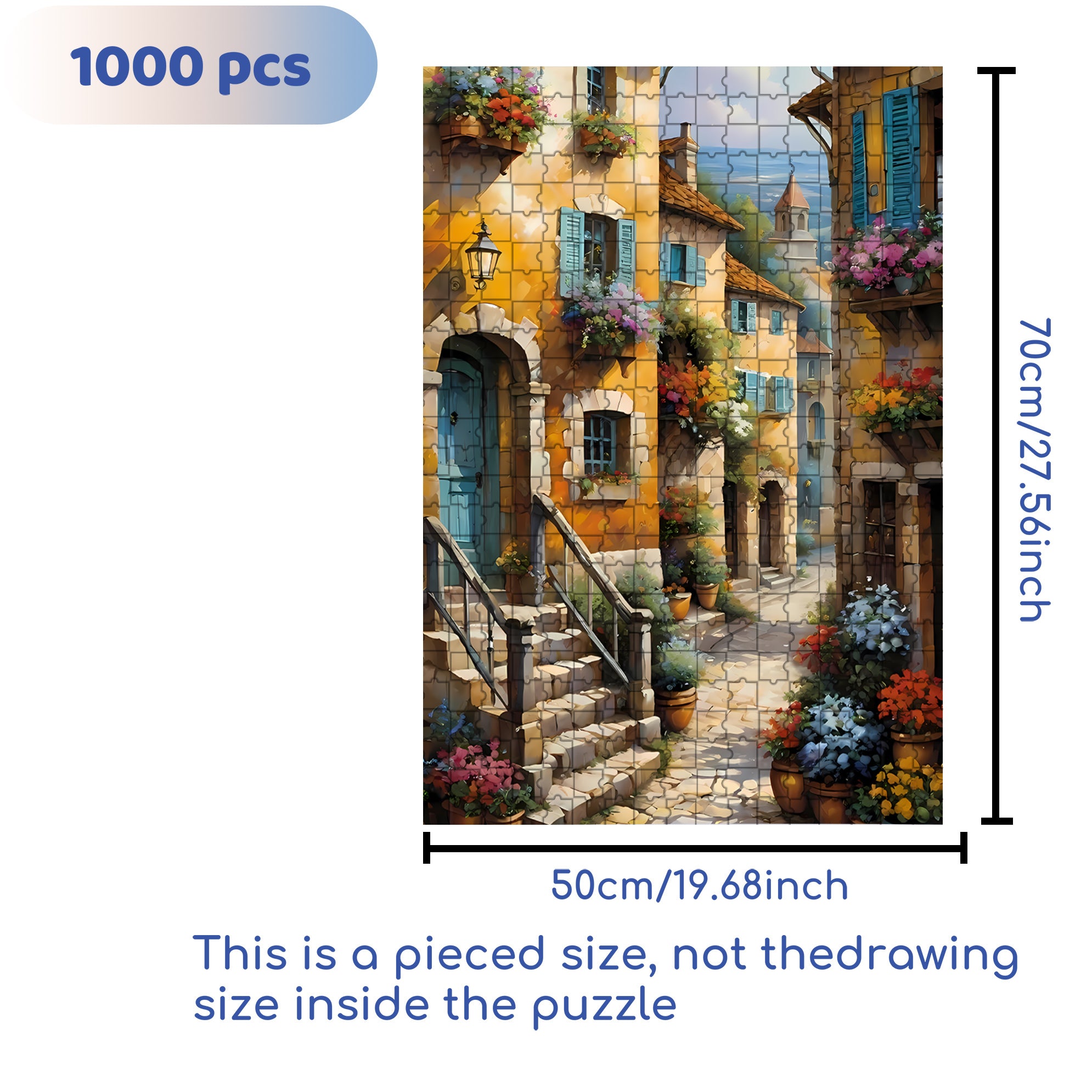 Stone Houses 500pcs/1000pcs Jigsaw Puzzle, Scratch-Resistant, Interactive Family Game & Brain-Boosting DIY Decor, Perfect for Halloween, Christmas & New Year Gifts, Family Puzzle Game