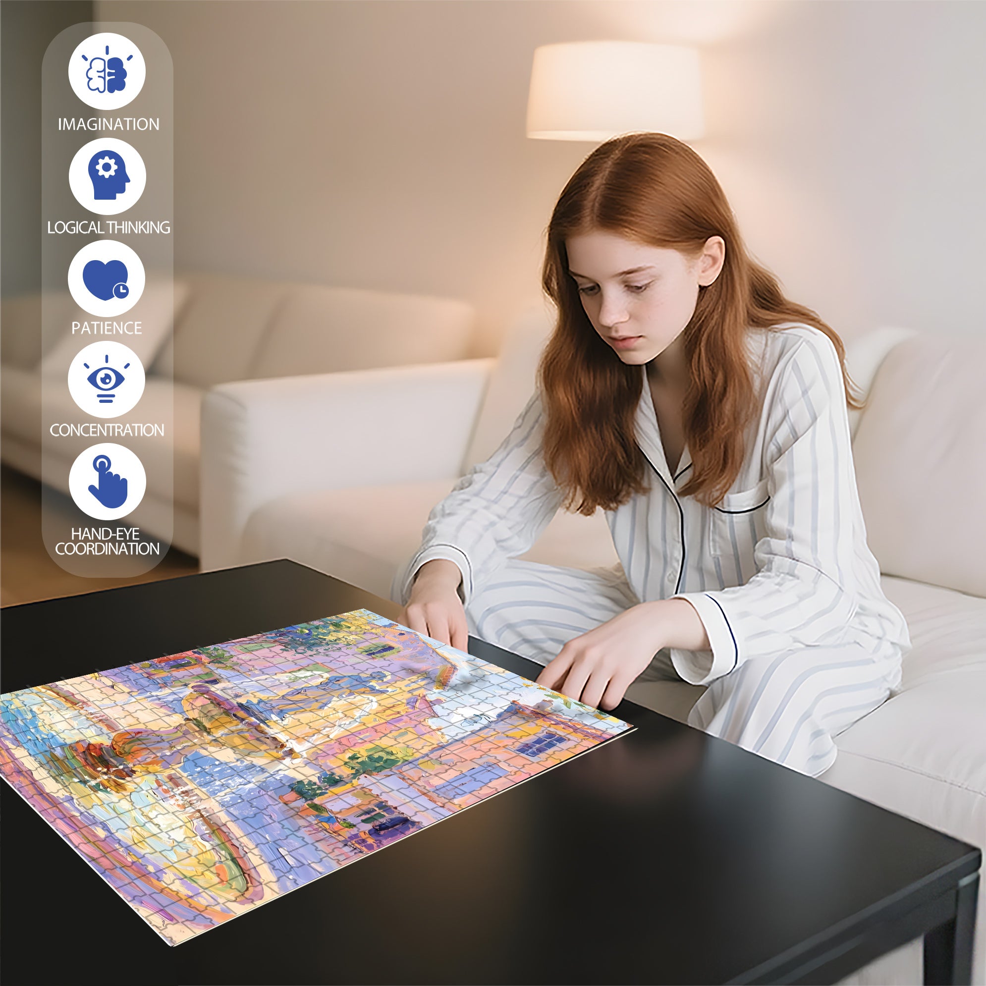 Street Fountain 500pcs/1000pcs Jigsaw Puzzle, Scratch-Resistant, Interactive Family Game & Brain-Boosting DIY Decor, Perfect for Halloween, Christmas & New Year Gifts, Family Puzzle Game