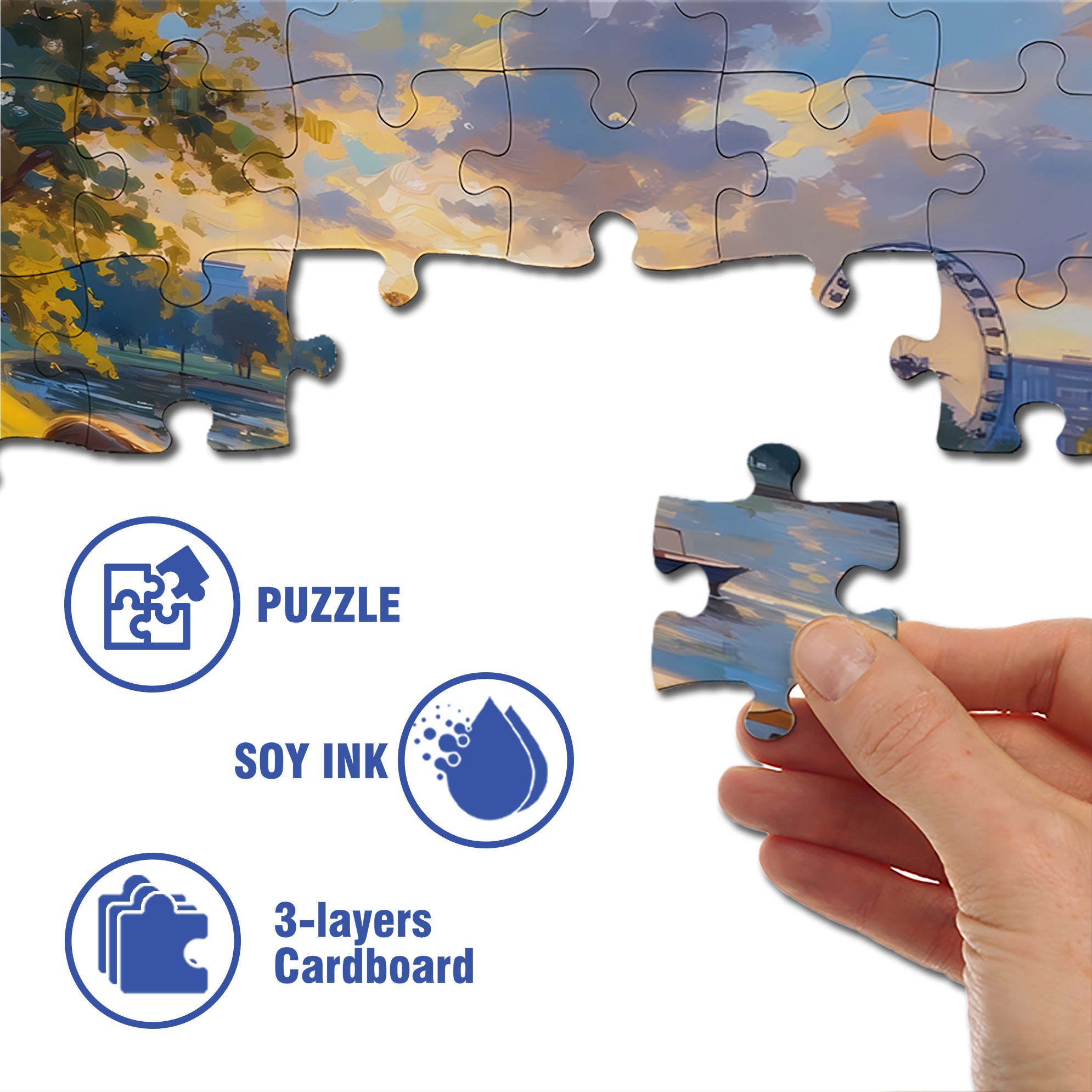 Sunset By The Lake 500pcs/1000pcs Jigsaw Puzzle, Scratch-Resistant, Interactive Family Game & Brain-Boosting DIY Decor, Perfect for Halloween, Christmas & New Year Gifts, Family Puzzle Game