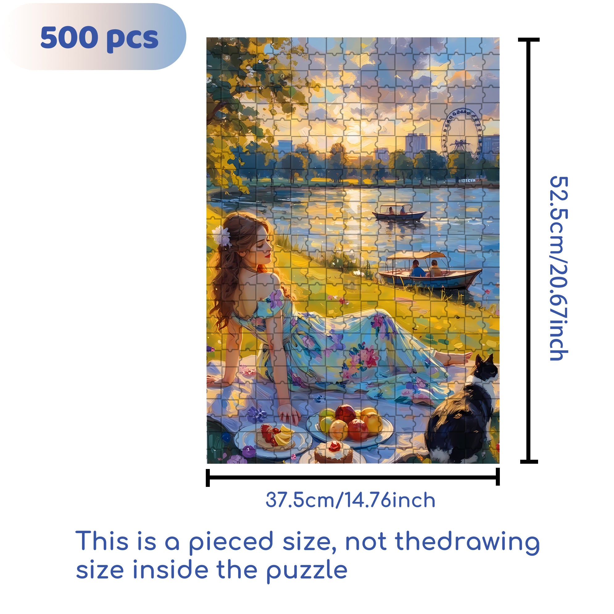 Sunset By The Lake 500pcs/1000pcs Jigsaw Puzzle, Scratch-Resistant, Interactive Family Game & Brain-Boosting DIY Decor, Perfect for Halloween, Christmas & New Year Gifts, Family Puzzle Game
