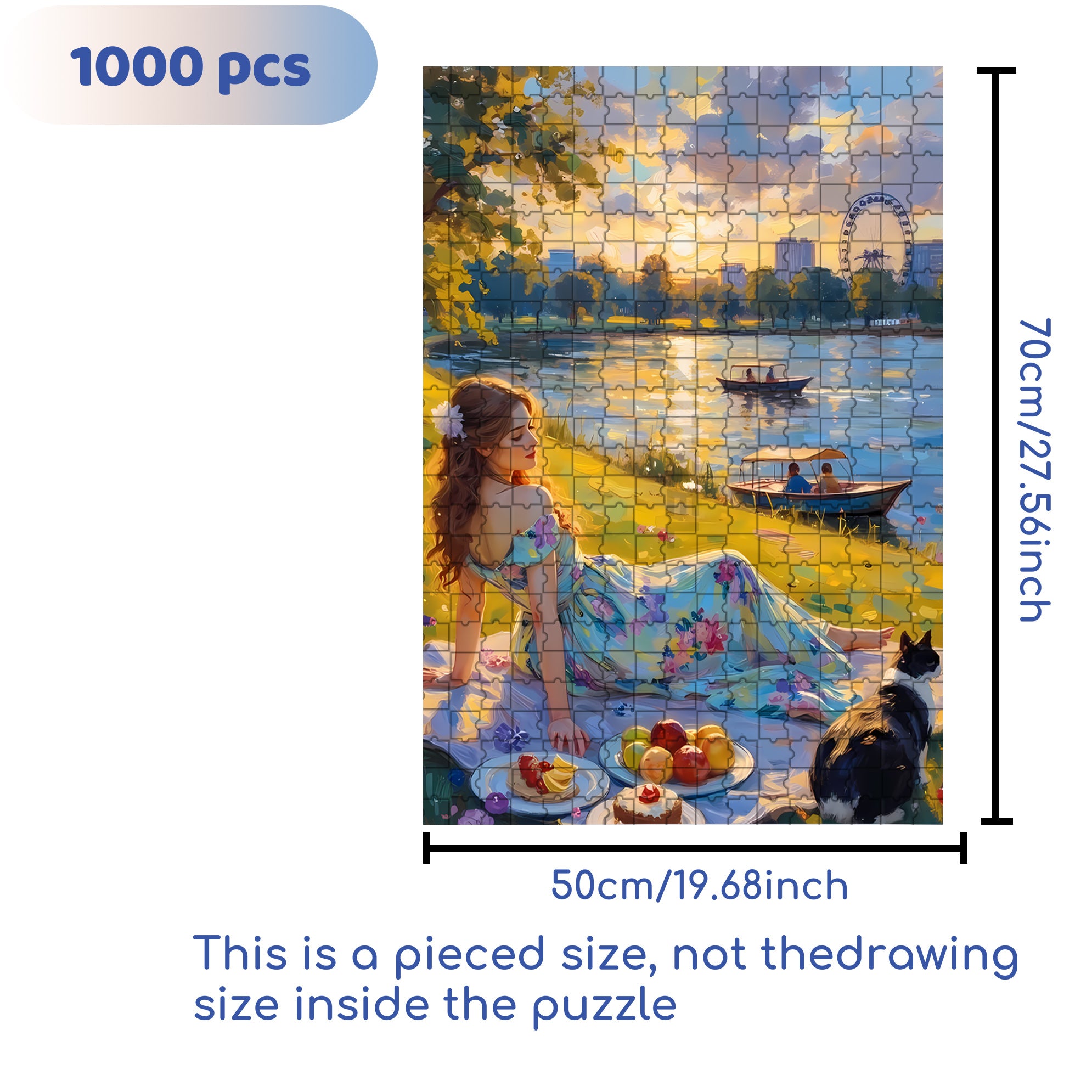 Sunset By The Lake 500pcs/1000pcs Jigsaw Puzzle, Scratch-Resistant, Interactive Family Game & Brain-Boosting DIY Decor, Perfect for Halloween, Christmas & New Year Gifts, Family Puzzle Game