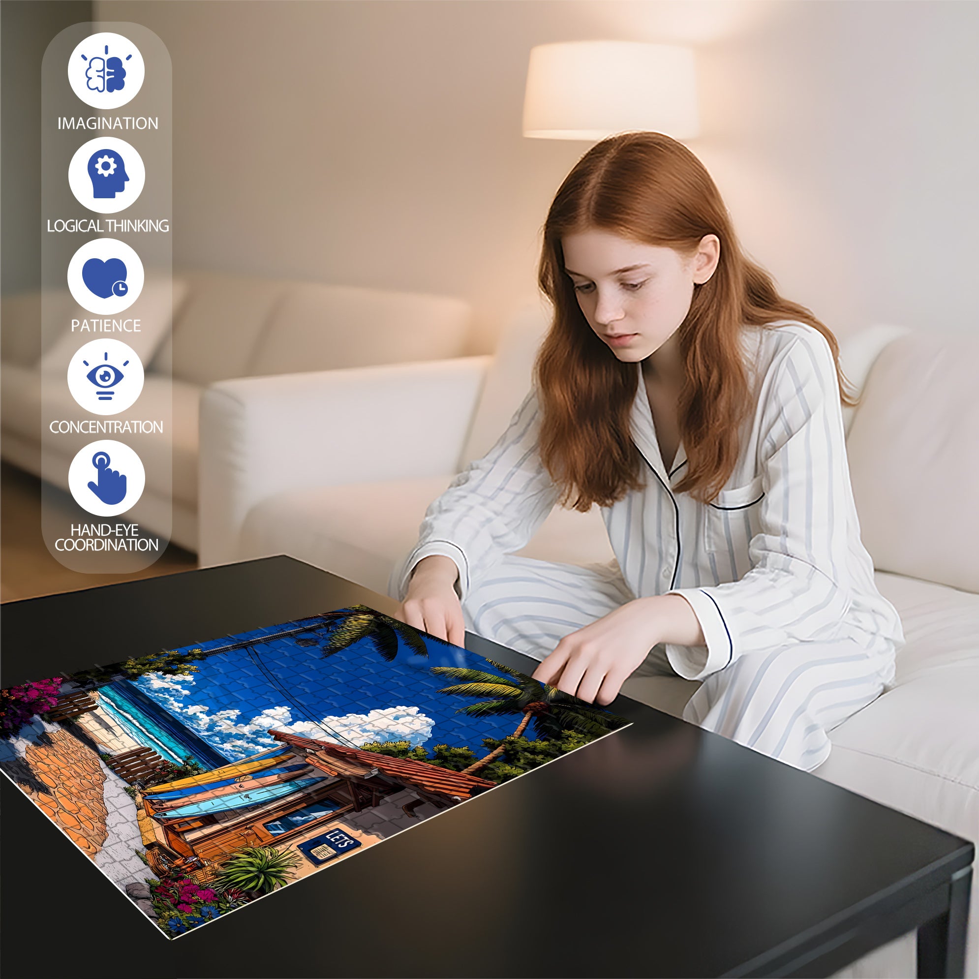 Surfboard 500pcs/1000pcs Jigsaw Puzzle, Scratch-Resistant, Interactive Family Game & Brain-Boosting DIY Decor, Perfect for Halloween, Christmas & New Year Gifts, Family Puzzle Game