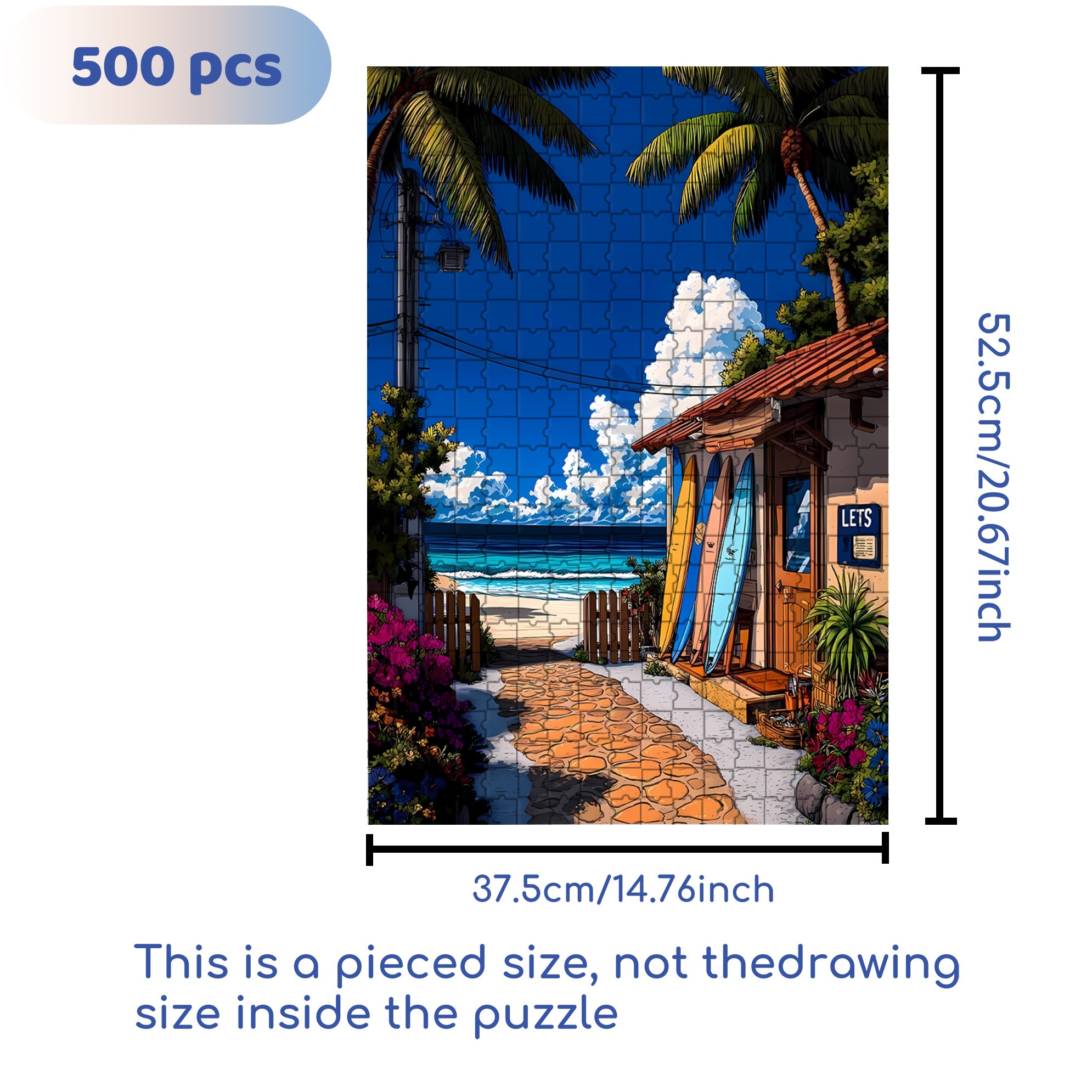 Surfboard 500pcs/1000pcs Jigsaw Puzzle, Scratch-Resistant, Interactive Family Game & Brain-Boosting DIY Decor, Perfect for Halloween, Christmas & New Year Gifts, Family Puzzle Game