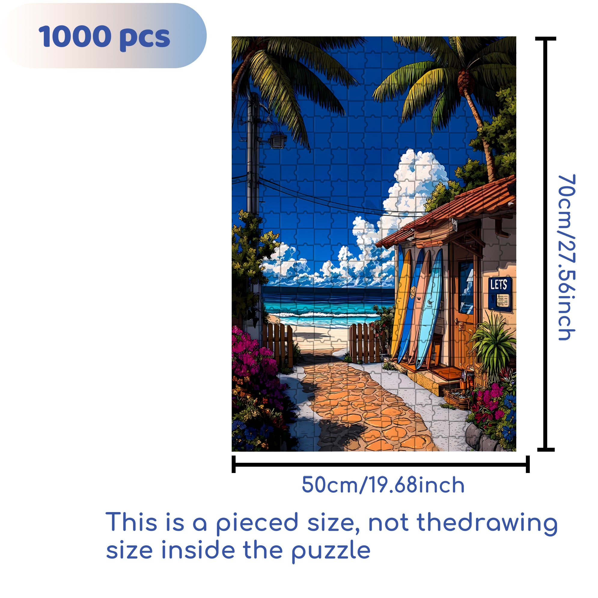 Surfboard 500pcs/1000pcs Jigsaw Puzzle, Scratch-Resistant, Interactive Family Game & Brain-Boosting DIY Decor, Perfect for Halloween, Christmas & New Year Gifts, Family Puzzle Game