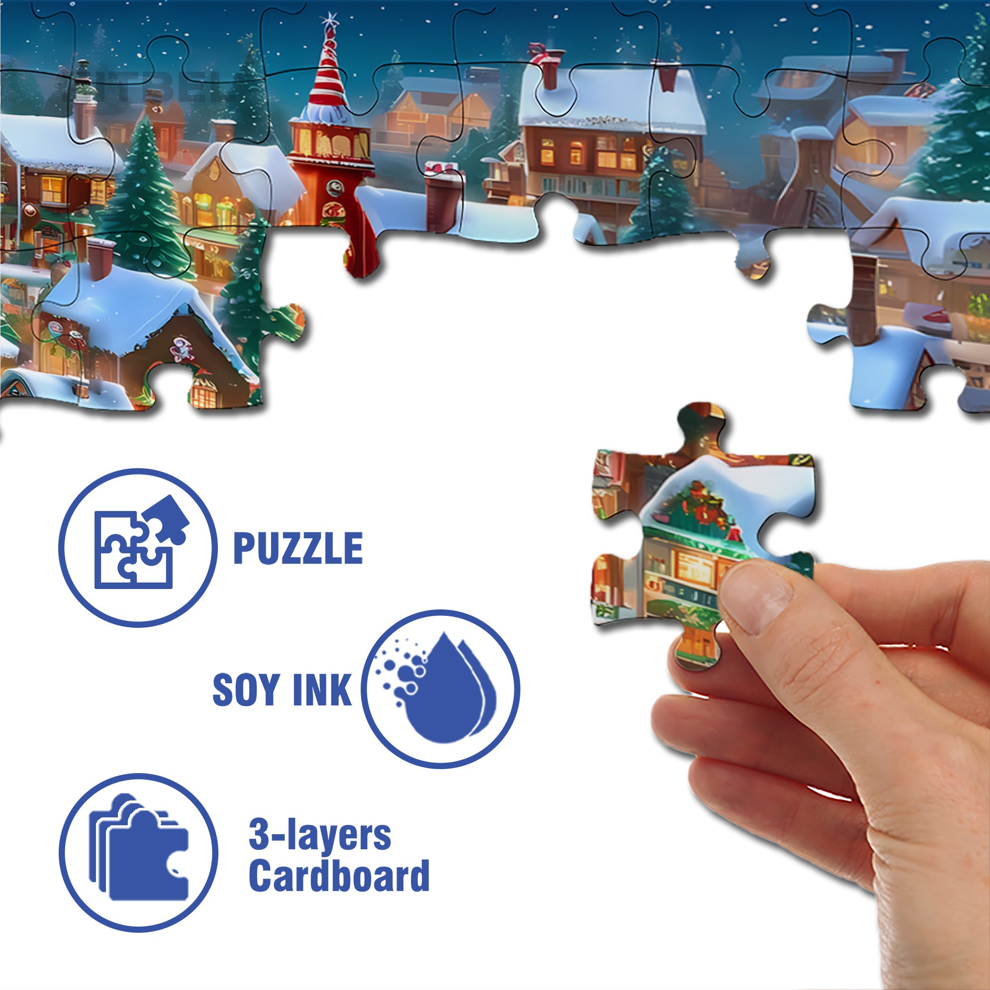 The Christmas Eve In My Hometown 500pcs/1000pcs Jigsaw Puzzle, Scratch-Resistant, Interactive Family Game & Brain-Boosting DIY Decor, Perfect for Halloween, Christmas & New Year Gifts, Family Puzzle Game
