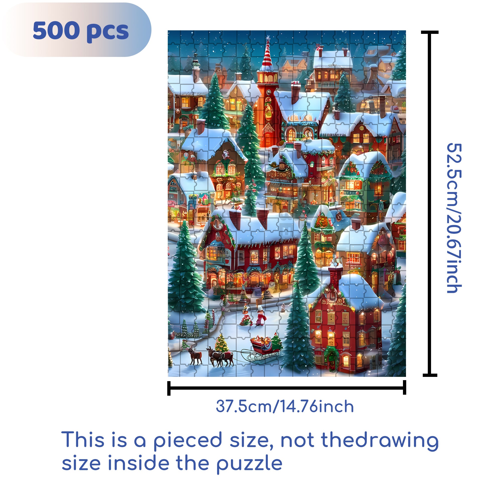 The Christmas Eve In My Hometown 500pcs/1000pcs Jigsaw Puzzle, Scratch-Resistant, Interactive Family Game & Brain-Boosting DIY Decor, Perfect for Halloween, Christmas & New Year Gifts, Family Puzzle Game