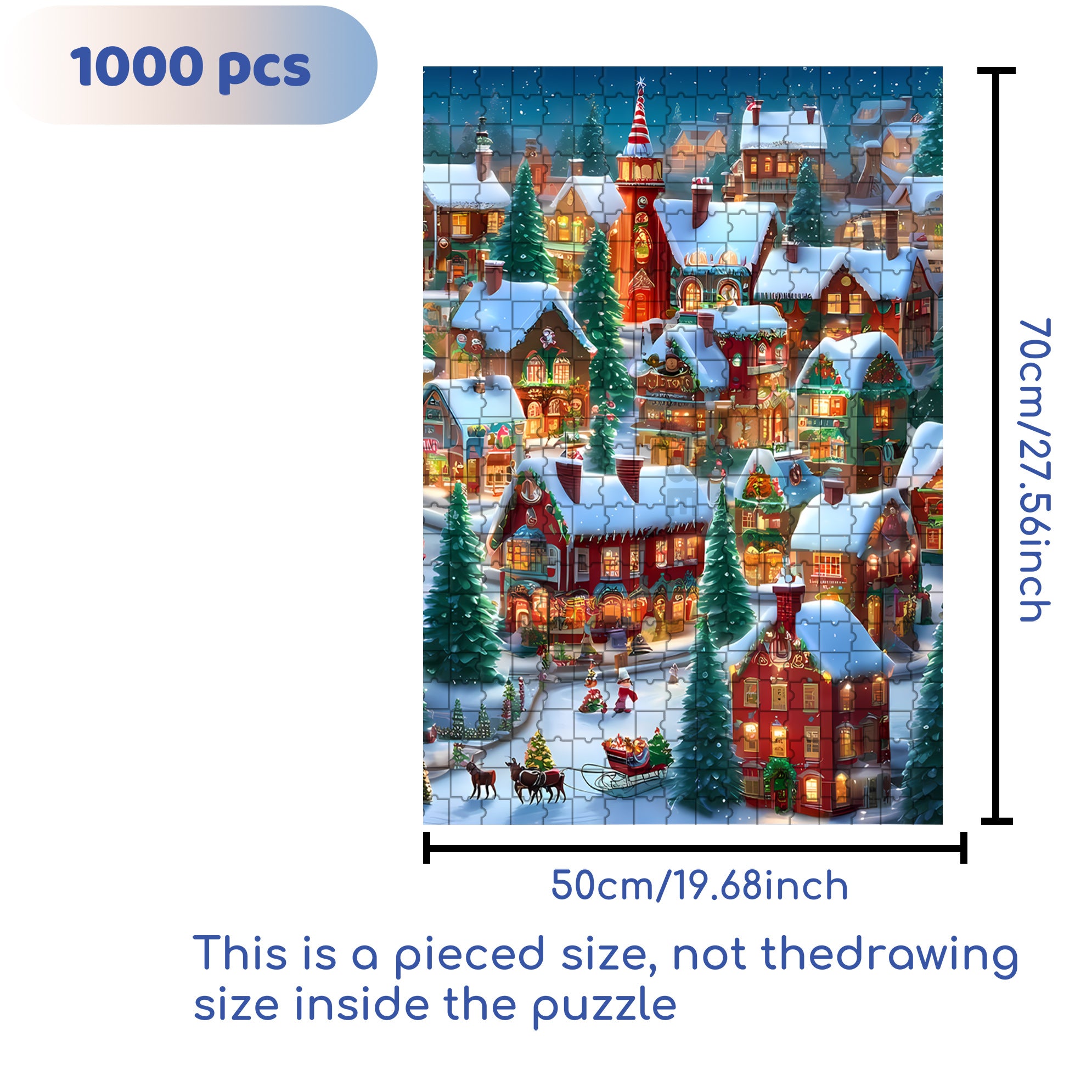 The Christmas Eve In My Hometown 500pcs/1000pcs Jigsaw Puzzle, Scratch-Resistant, Interactive Family Game & Brain-Boosting DIY Decor, Perfect for Halloween, Christmas & New Year Gifts, Family Puzzle Game