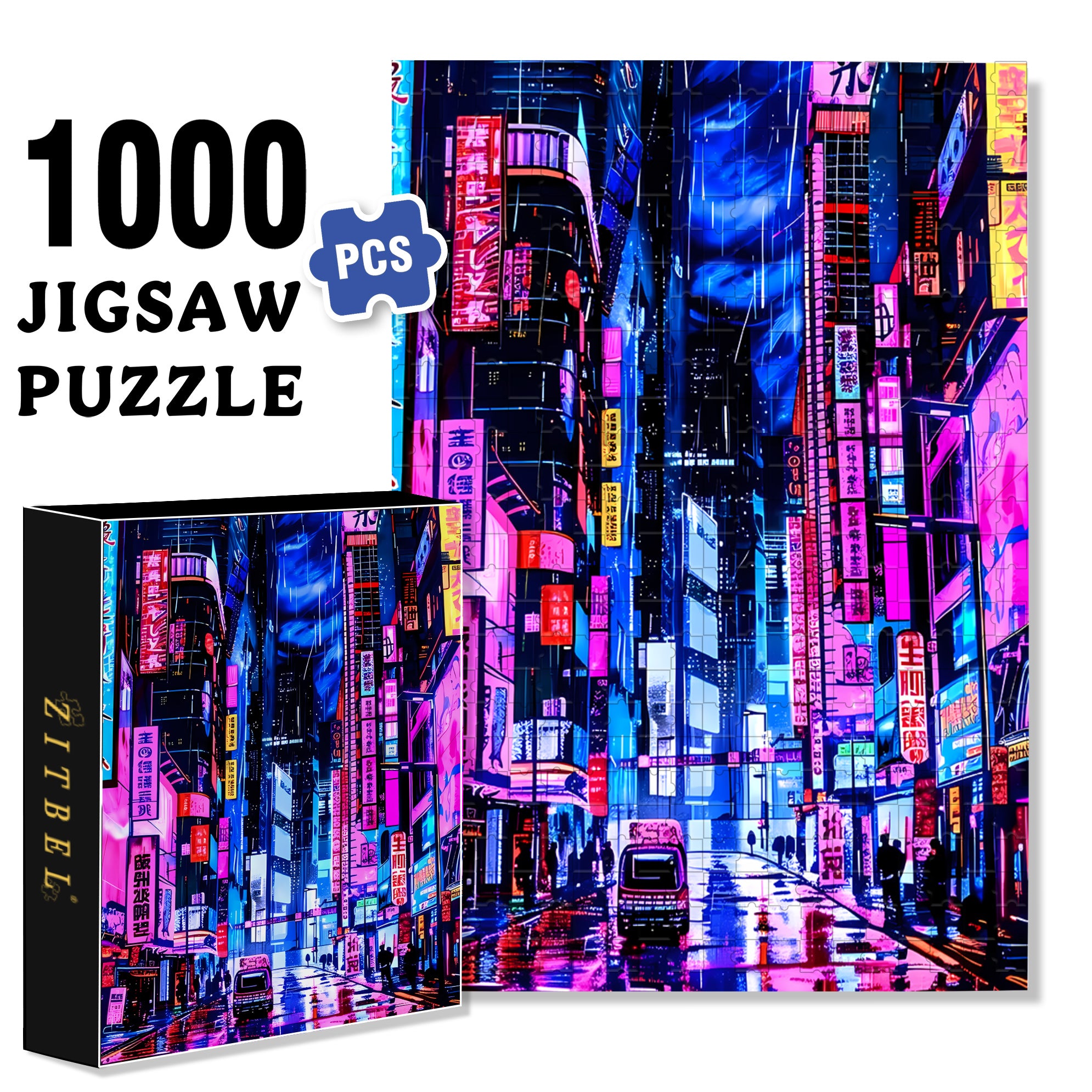 Tokyo Streets 500pcs/1000pcs Jigsaw Puzzle, Scratch-Resistant, Interactive Family Game & Brain-Boosting DIY Decor, Perfect for Halloween, Christmas & New Year Gifts, Family Puzzle Game