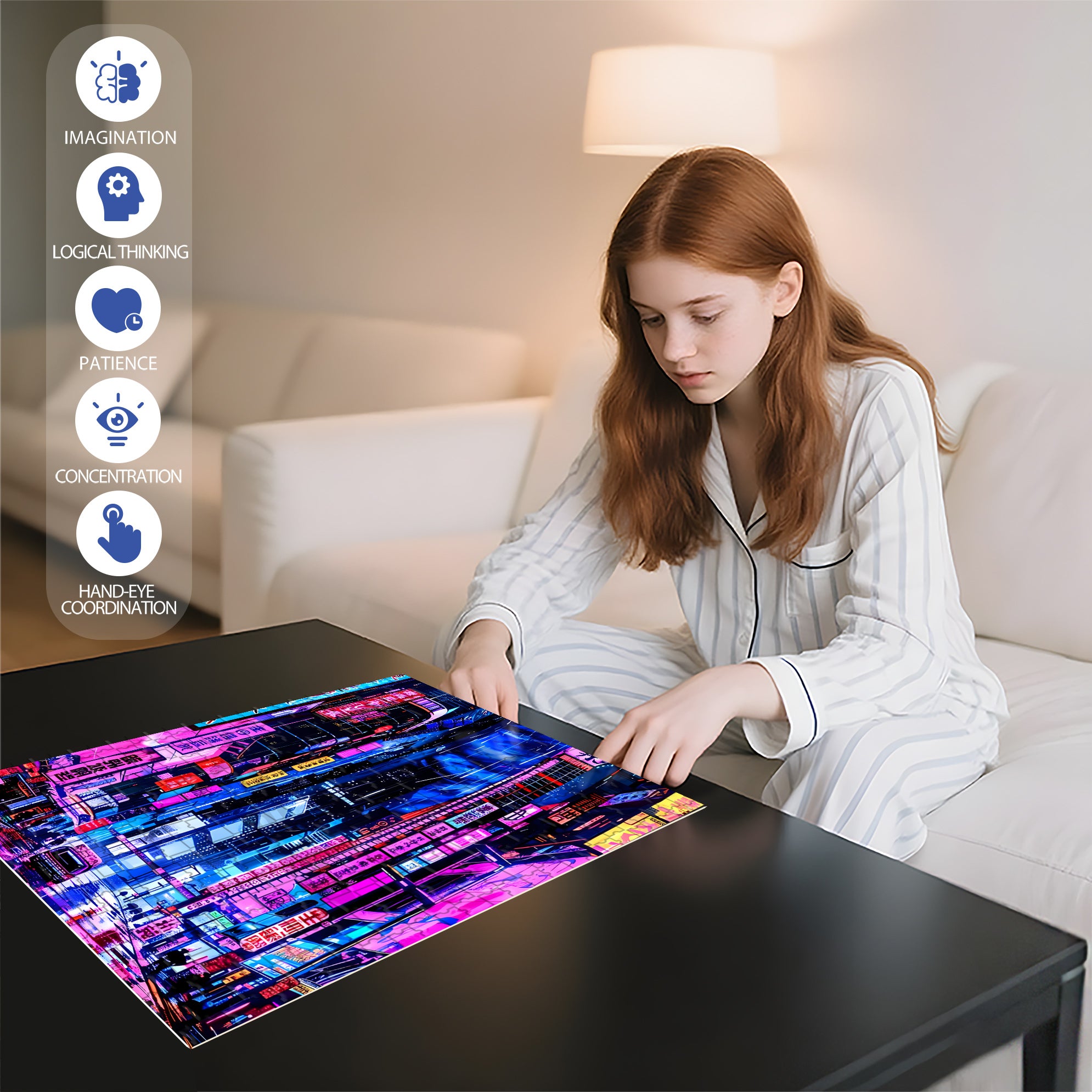 Tokyo Streets 500pcs/1000pcs Jigsaw Puzzle, Scratch-Resistant, Interactive Family Game & Brain-Boosting DIY Decor, Perfect for Halloween, Christmas & New Year Gifts, Family Puzzle Game