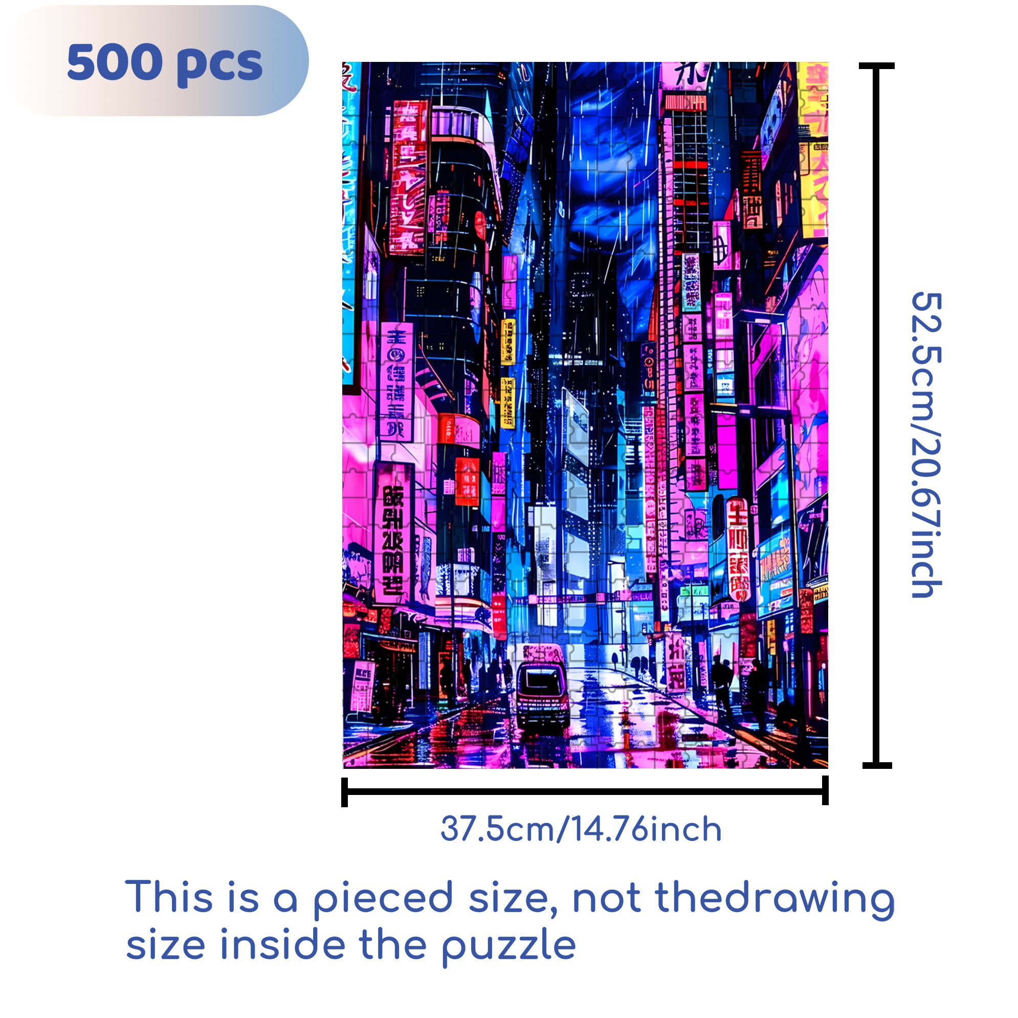 Tokyo Streets 500pcs/1000pcs Jigsaw Puzzle, Scratch-Resistant, Interactive Family Game & Brain-Boosting DIY Decor, Perfect for Halloween, Christmas & New Year Gifts, Family Puzzle Game