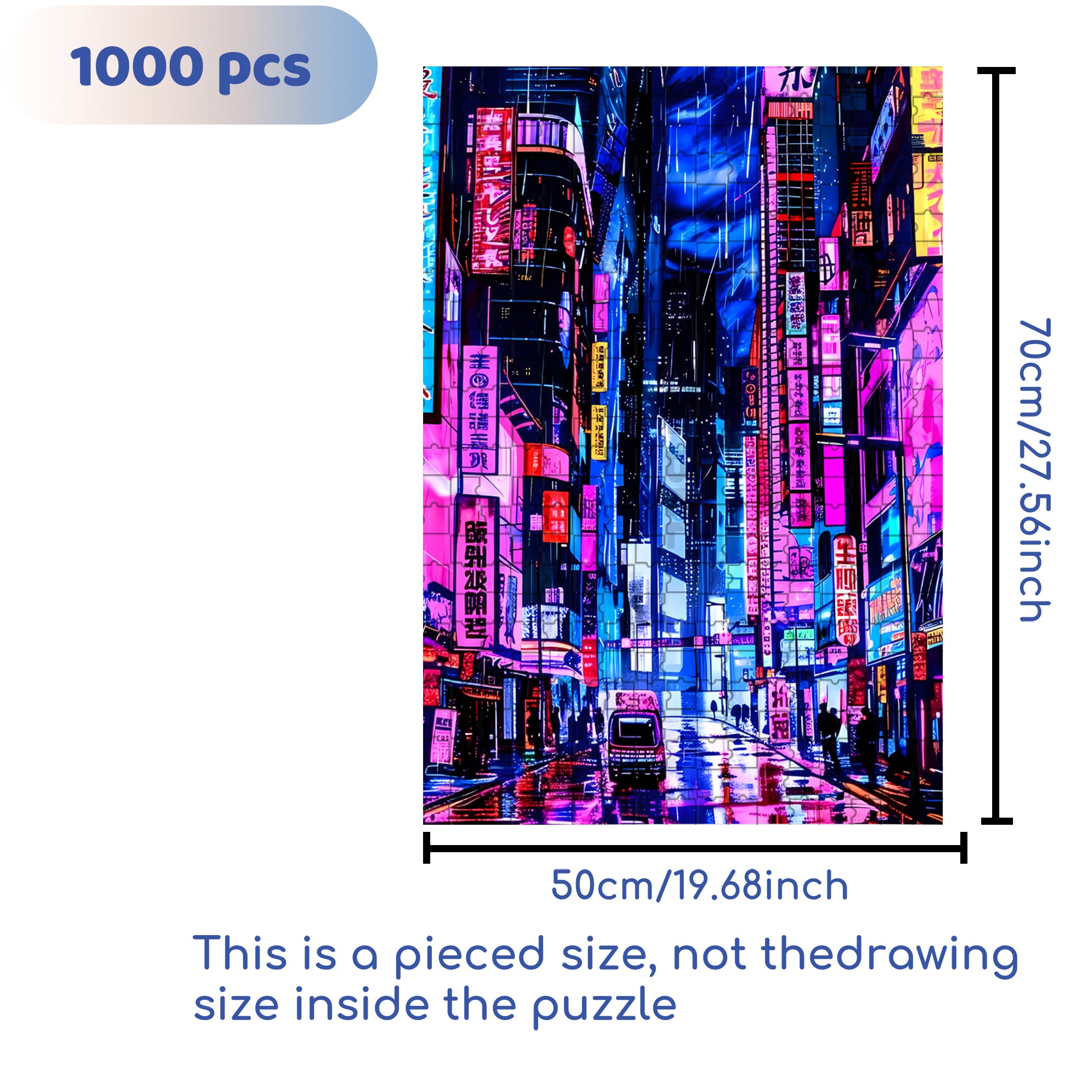 Tokyo Streets 500pcs/1000pcs Jigsaw Puzzle, Scratch-Resistant, Interactive Family Game & Brain-Boosting DIY Decor, Perfect for Halloween, Christmas & New Year Gifts, Family Puzzle Game