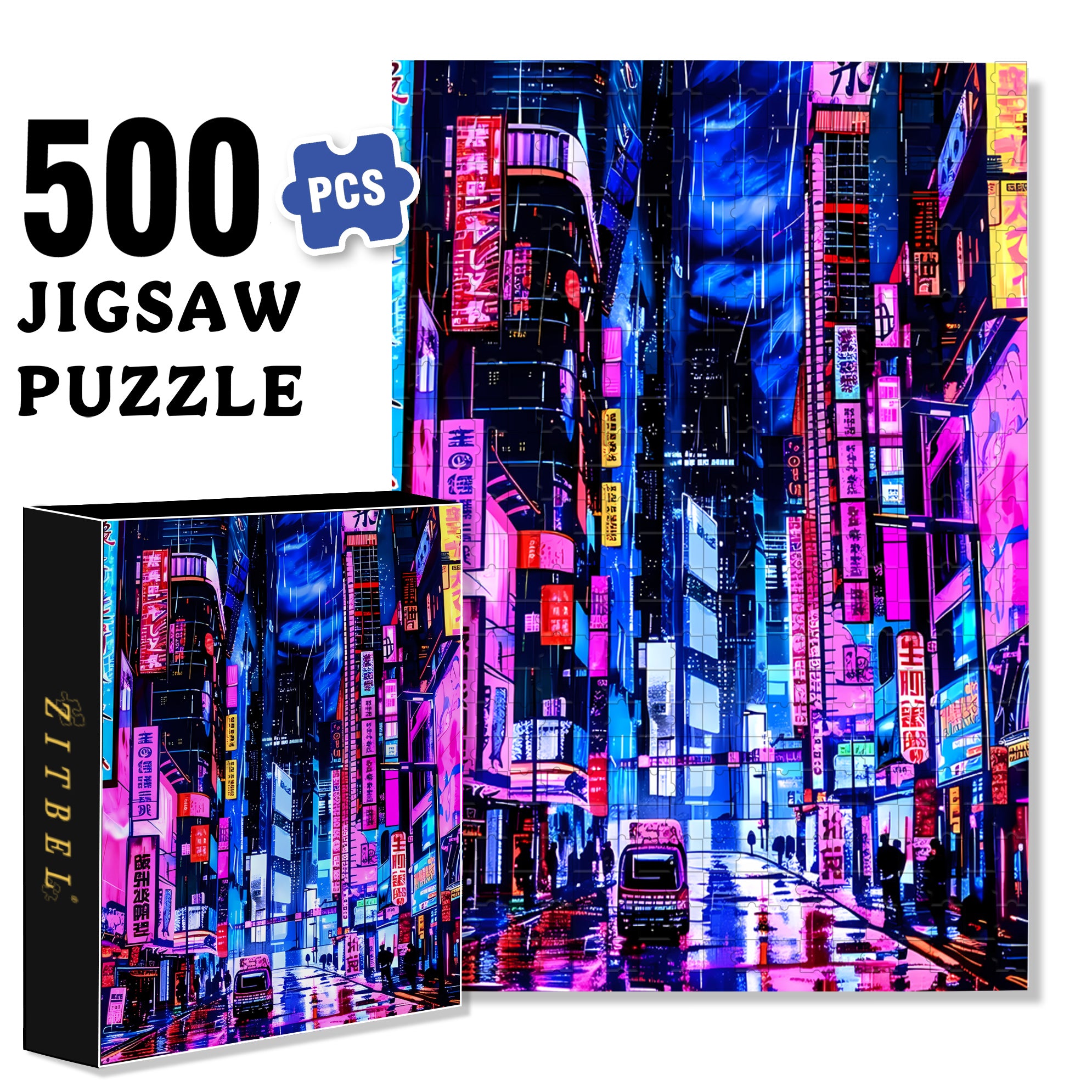 Tokyo Streets 500pcs/1000pcs Jigsaw Puzzle, Scratch-Resistant, Interactive Family Game & Brain-Boosting DIY Decor, Perfect for Halloween, Christmas & New Year Gifts, Family Puzzle Game