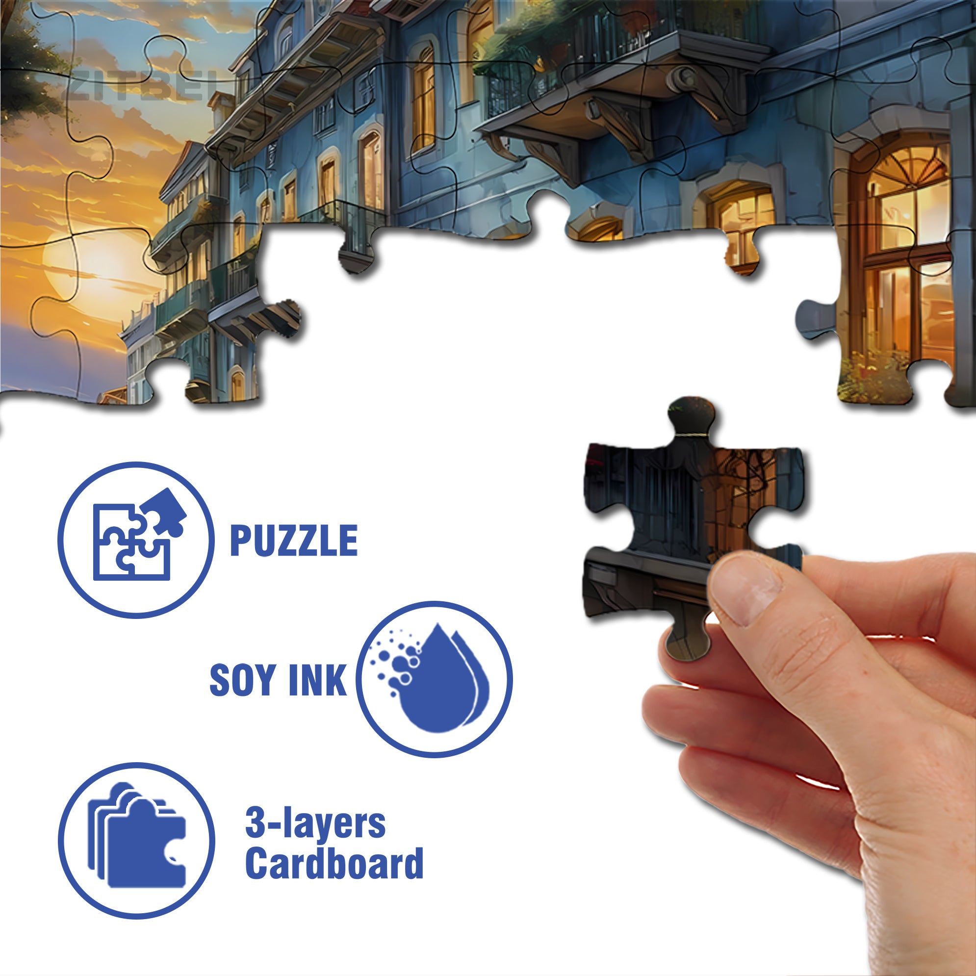 Tram 500pcs/1000pcs Jigsaw Puzzle, Scratch-Resistant, Interactive Family Game & Brain-Boosting DIY Decor, Perfect for Halloween, Christmas & New Year Gifts, Family Puzzle Game