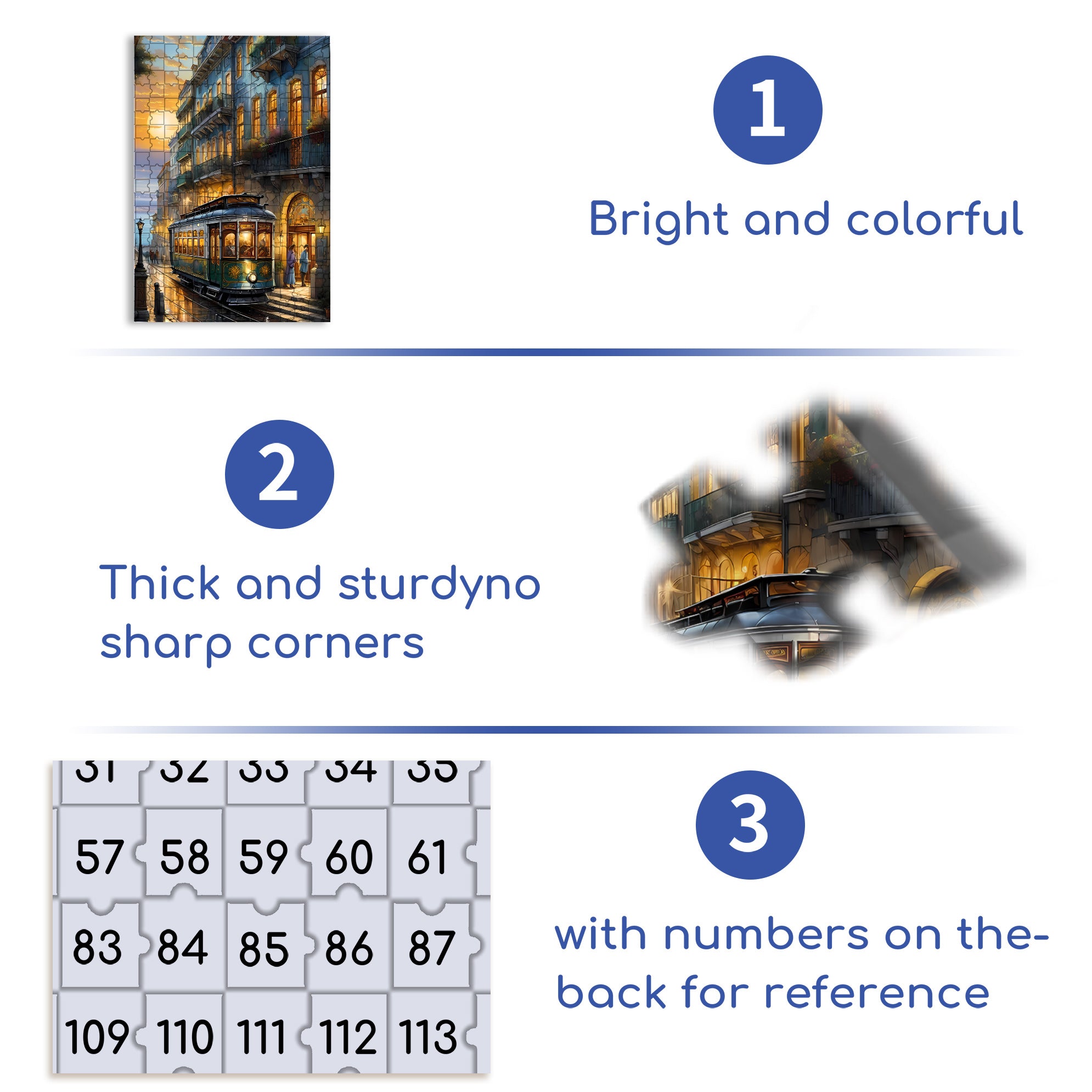 Tram 500pcs/1000pcs Jigsaw Puzzle, Scratch-Resistant, Interactive Family Game & Brain-Boosting DIY Decor, Perfect for Halloween, Christmas & New Year Gifts, Family Puzzle Game