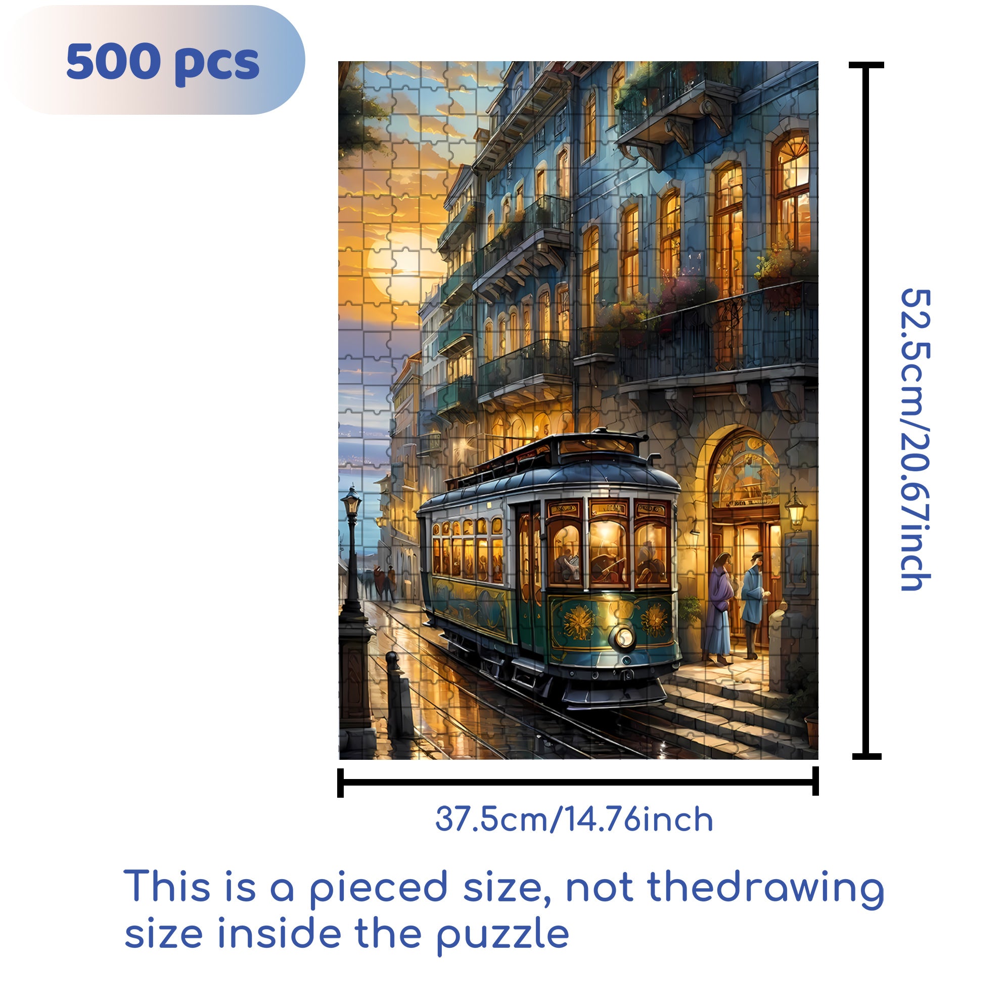 Tram 500pcs/1000pcs Jigsaw Puzzle, Scratch-Resistant, Interactive Family Game & Brain-Boosting DIY Decor, Perfect for Halloween, Christmas & New Year Gifts, Family Puzzle Game