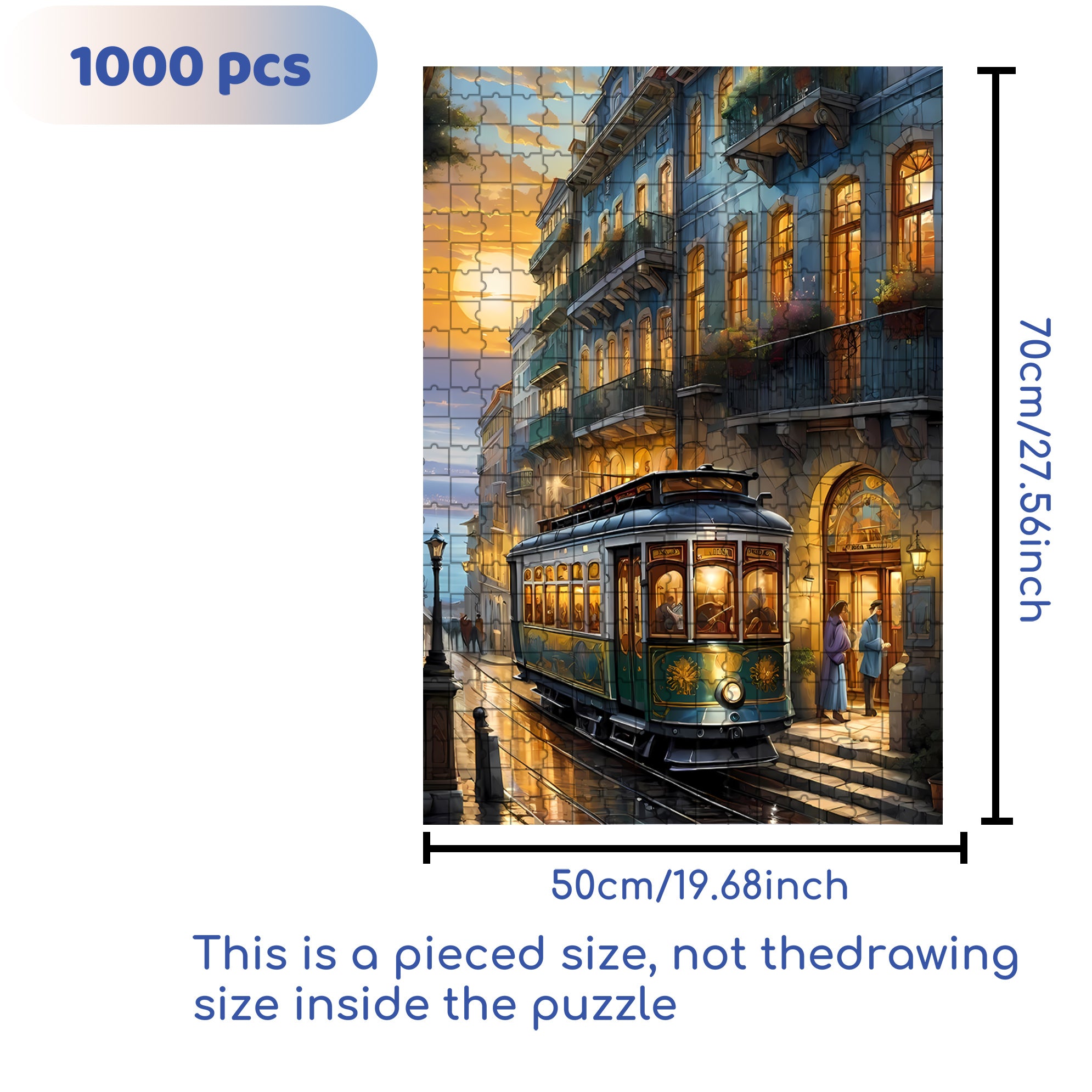 Tram 500pcs/1000pcs Jigsaw Puzzle, Scratch-Resistant, Interactive Family Game & Brain-Boosting DIY Decor, Perfect for Halloween, Christmas & New Year Gifts, Family Puzzle Game