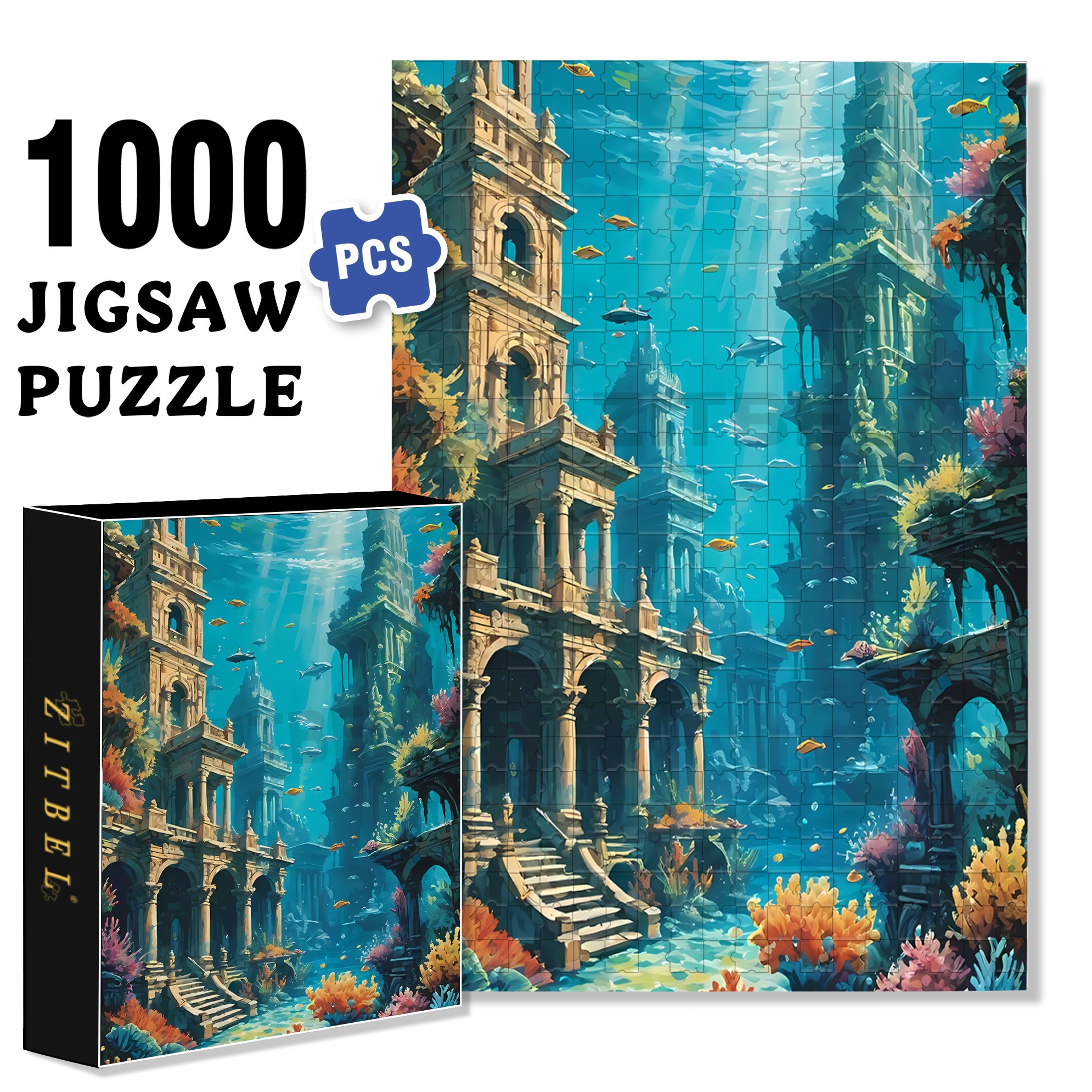 Underwater Scenes 500pcs/1000pcs Jigsaw Puzzle, Scratch-Resistant, Interactive Family Game & Brain-Boosting DIY Decor, Perfect for Halloween, Christmas & New Year Gifts, Family Puzzle Game