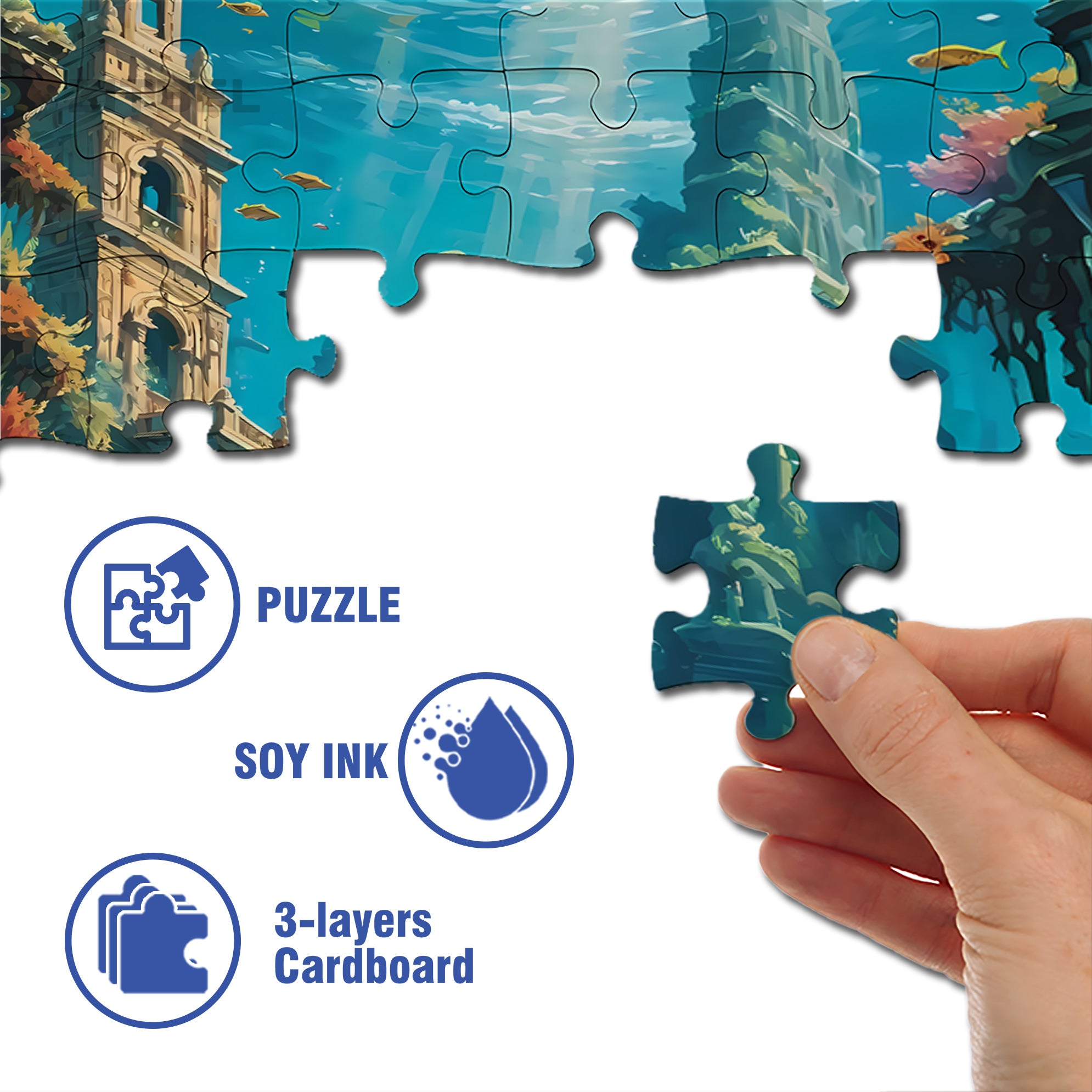 Underwater Scenes 500pcs/1000pcs Jigsaw Puzzle, Scratch-Resistant, Interactive Family Game & Brain-Boosting DIY Decor, Perfect for Halloween, Christmas & New Year Gifts, Family Puzzle Game