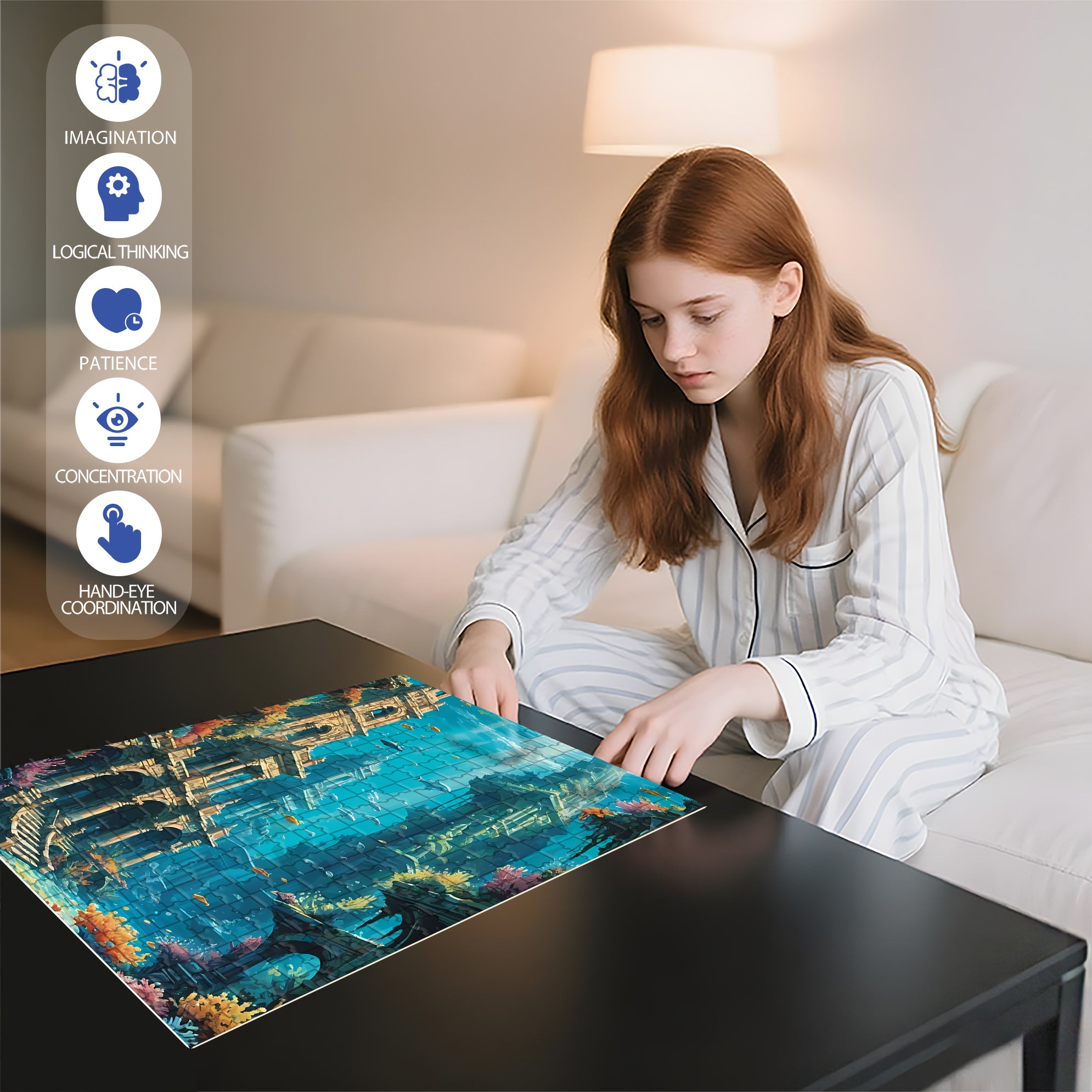 Underwater Scenes 500pcs/1000pcs Jigsaw Puzzle, Scratch-Resistant, Interactive Family Game & Brain-Boosting DIY Decor, Perfect for Halloween, Christmas & New Year Gifts, Family Puzzle Game