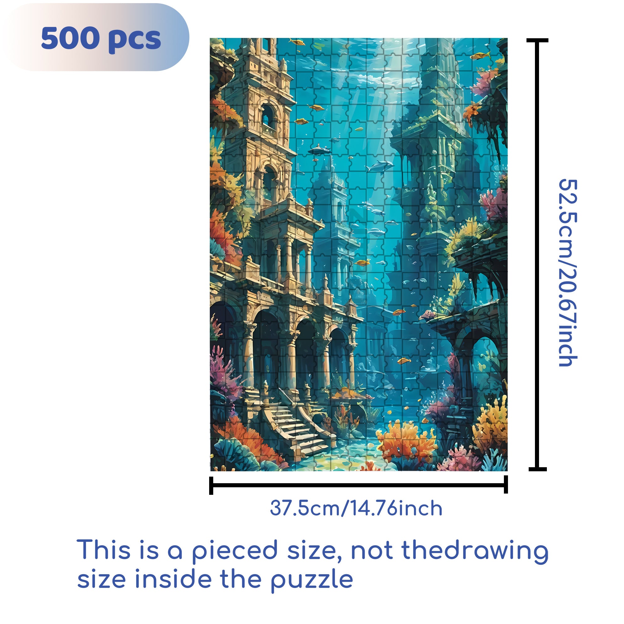 Underwater Scenes 500pcs/1000pcs Jigsaw Puzzle, Scratch-Resistant, Interactive Family Game & Brain-Boosting DIY Decor, Perfect for Halloween, Christmas & New Year Gifts, Family Puzzle Game