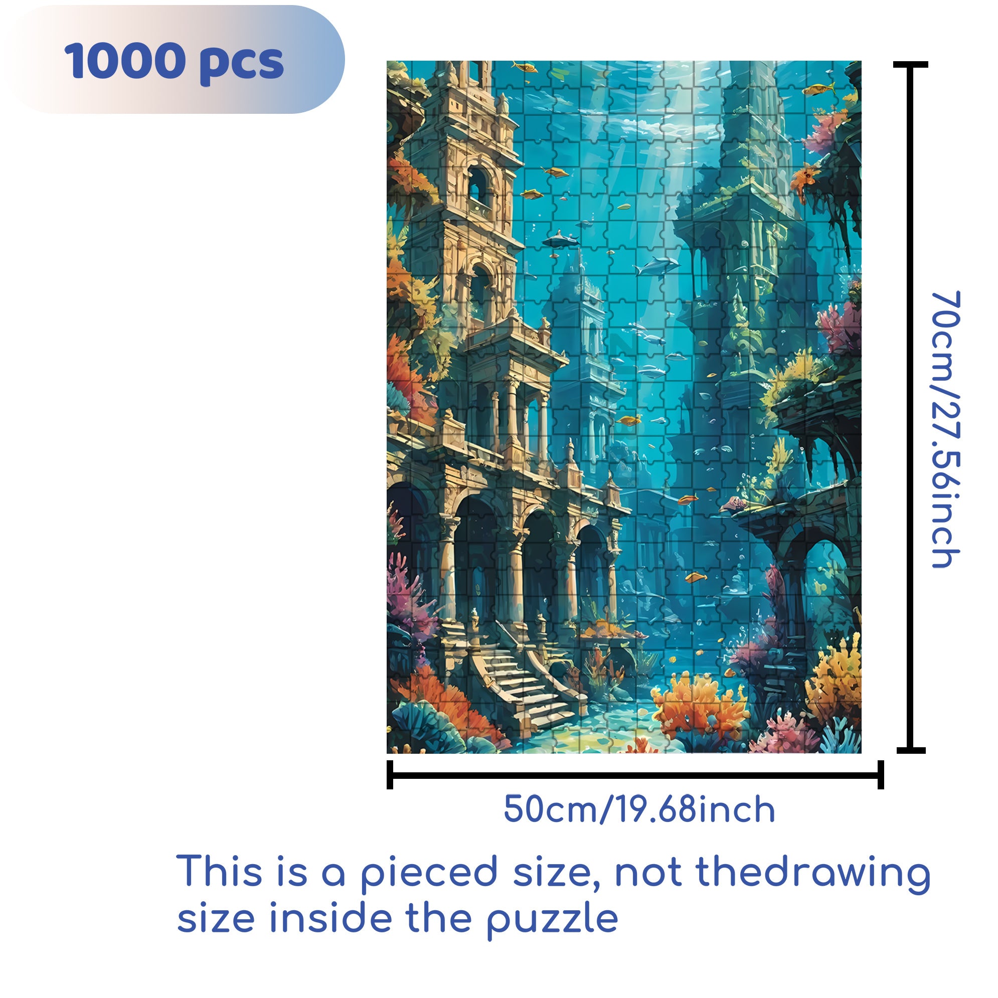 Underwater Scenes 500pcs/1000pcs Jigsaw Puzzle, Scratch-Resistant, Interactive Family Game & Brain-Boosting DIY Decor, Perfect for Halloween, Christmas & New Year Gifts, Family Puzzle Game