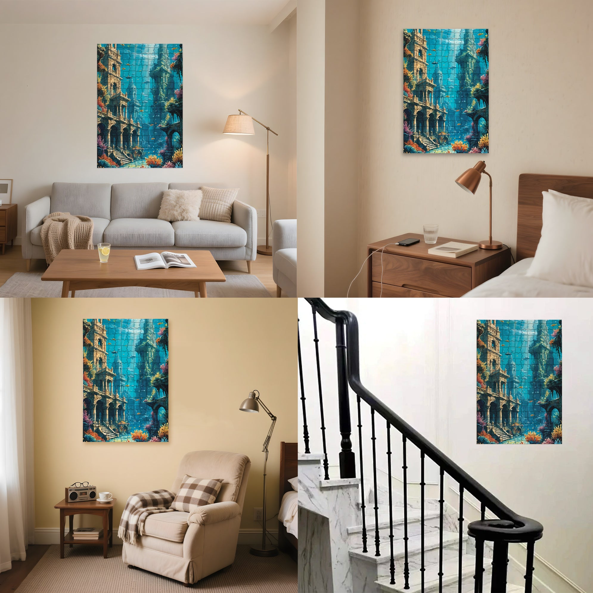 Underwater Scenes 500pcs/1000pcs Jigsaw Puzzle, Scratch-Resistant, Interactive Family Game & Brain-Boosting DIY Decor, Perfect for Halloween, Christmas & New Year Gifts, Family Puzzle Game