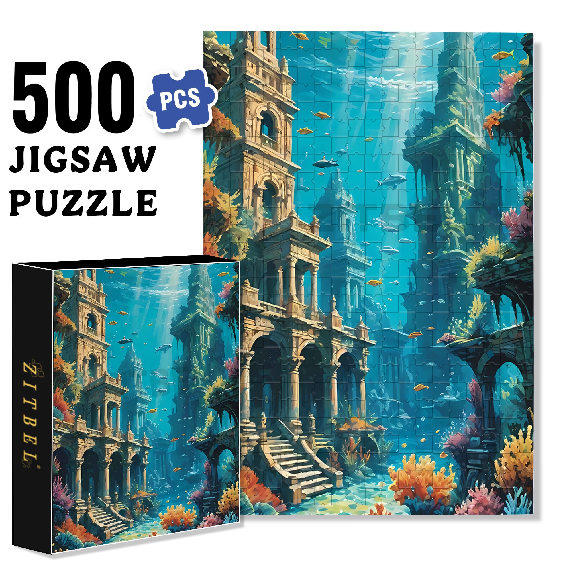 Underwater Scenes 500pcs/1000pcs Jigsaw Puzzle, Scratch-Resistant, Interactive Family Game & Brain-Boosting DIY Decor, Perfect for Halloween, Christmas & New Year Gifts, Family Puzzle Game