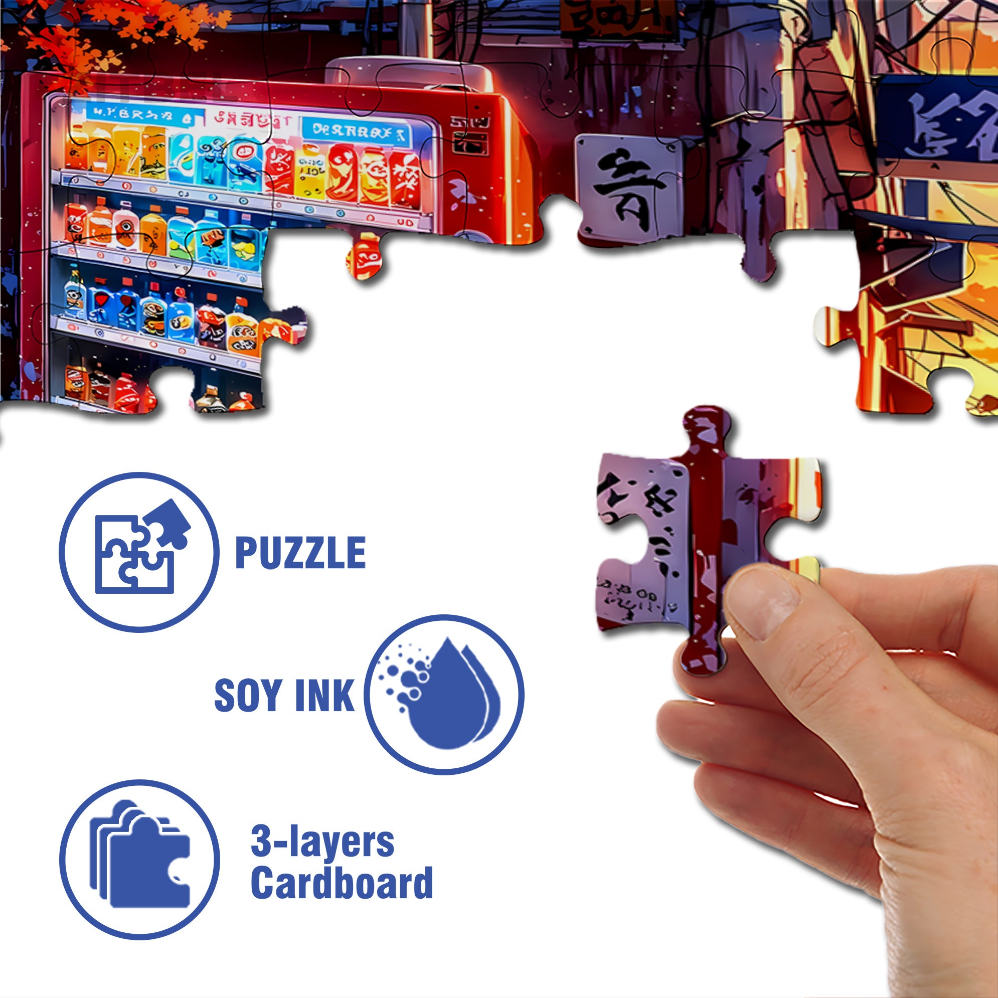 Vending Machine 500pcs/1000pcs Jigsaw Puzzle, Scratch-Resistant, Interactive Family Game & Brain-Boosting DIY Decor, Perfect for Halloween, Christmas & New Year Gifts, Family Puzzle Game
