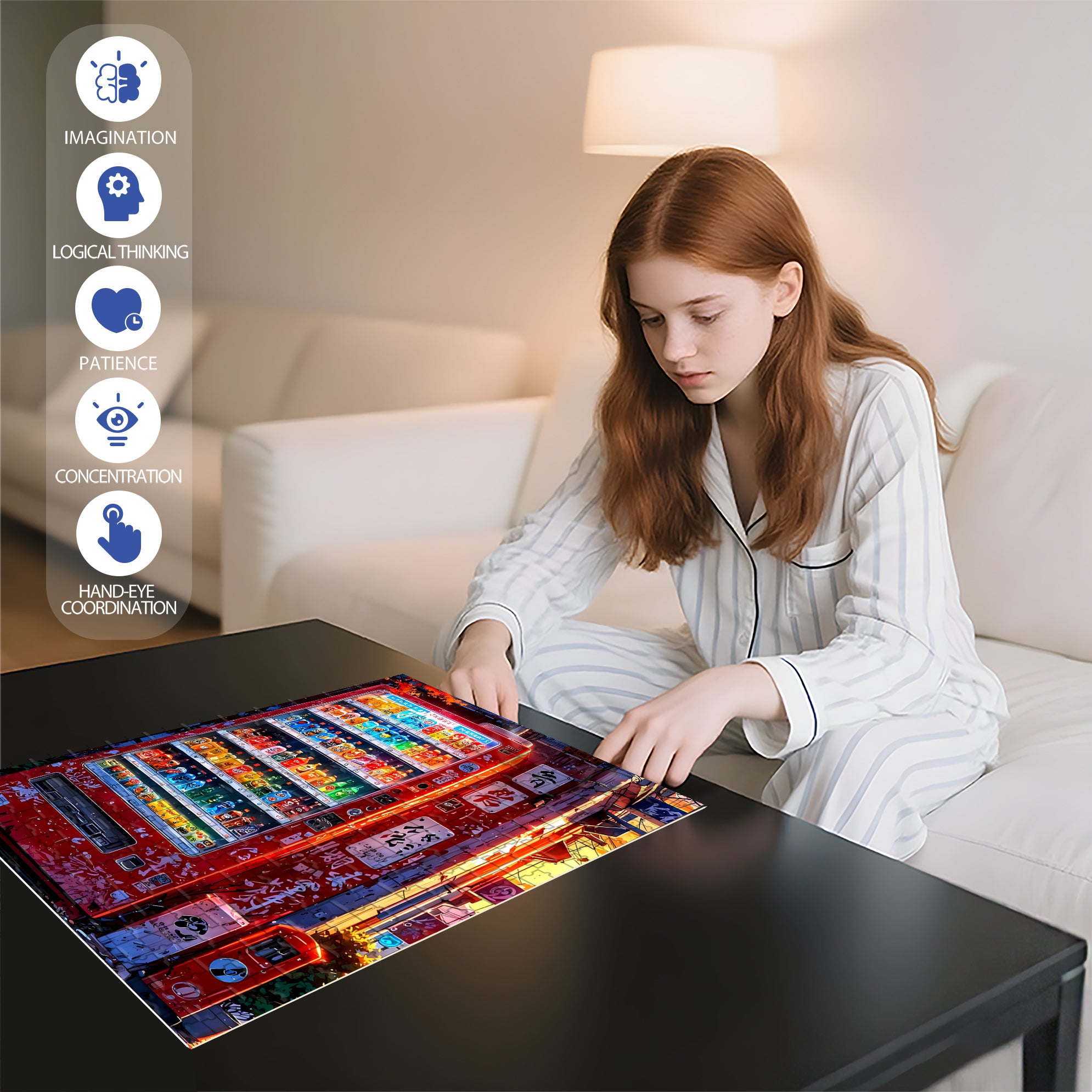 Vending Machine 500pcs/1000pcs Jigsaw Puzzle, Scratch-Resistant, Interactive Family Game & Brain-Boosting DIY Decor, Perfect for Halloween, Christmas & New Year Gifts, Family Puzzle Game