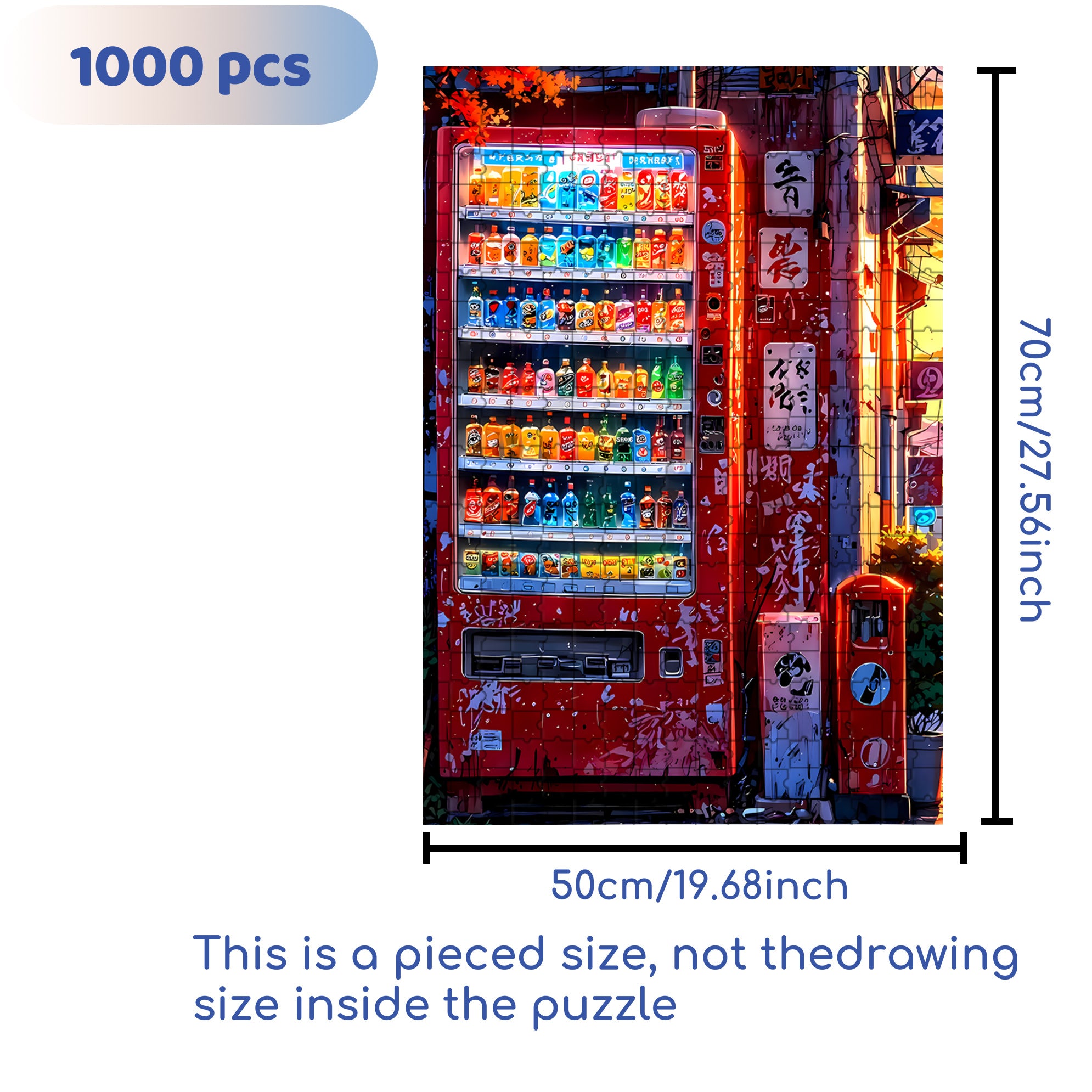 Vending Machine 500pcs/1000pcs Jigsaw Puzzle, Scratch-Resistant, Interactive Family Game & Brain-Boosting DIY Decor, Perfect for Halloween, Christmas & New Year Gifts, Family Puzzle Game