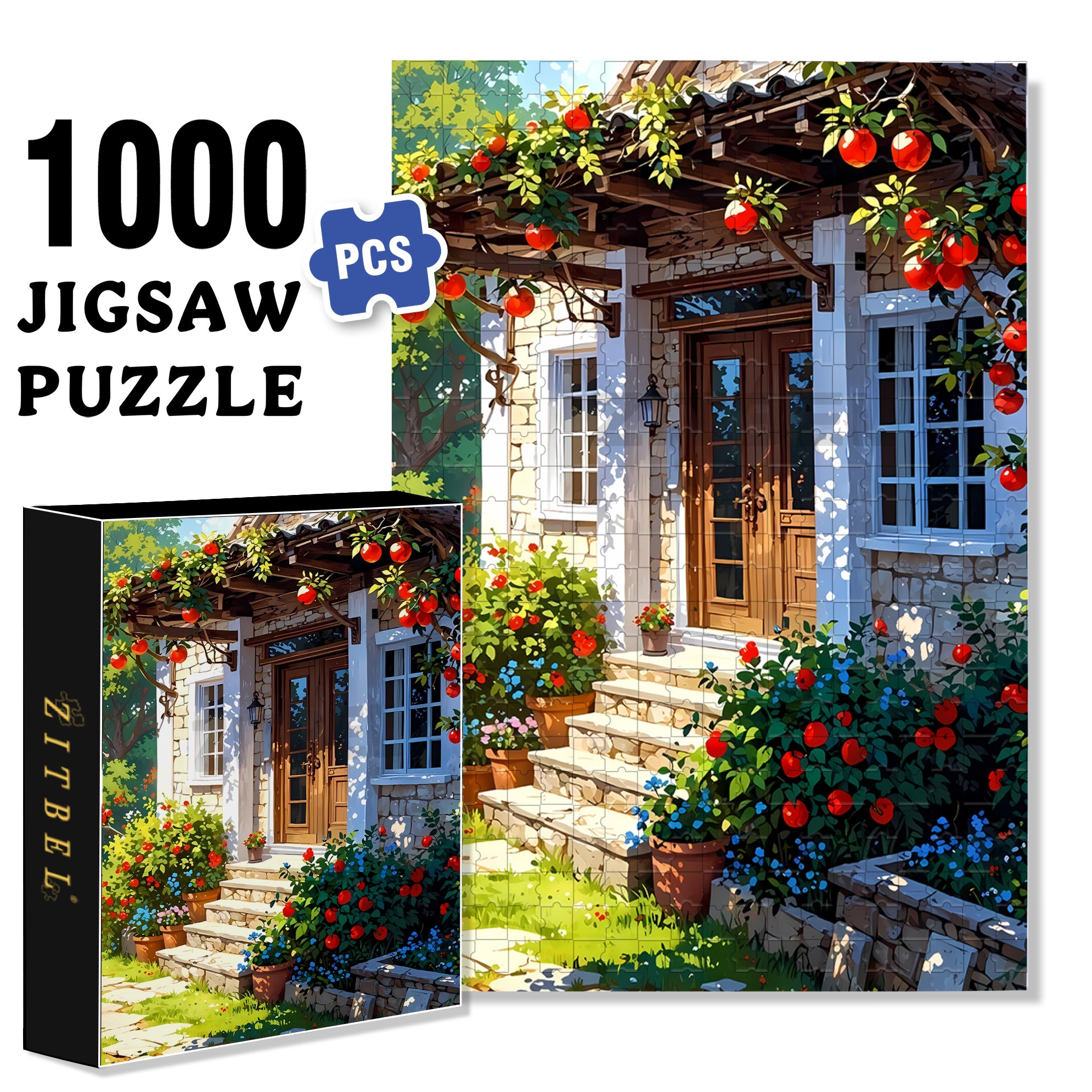 Apple Aroma 500pcs/1000pcs Jigsaw Puzzle, Scratch-Resistant, Interactive Family Game & Brain-Boosting DIY Decor, Perfect for Halloween, Christmas & New Year Gifts, Family Puzzle Game