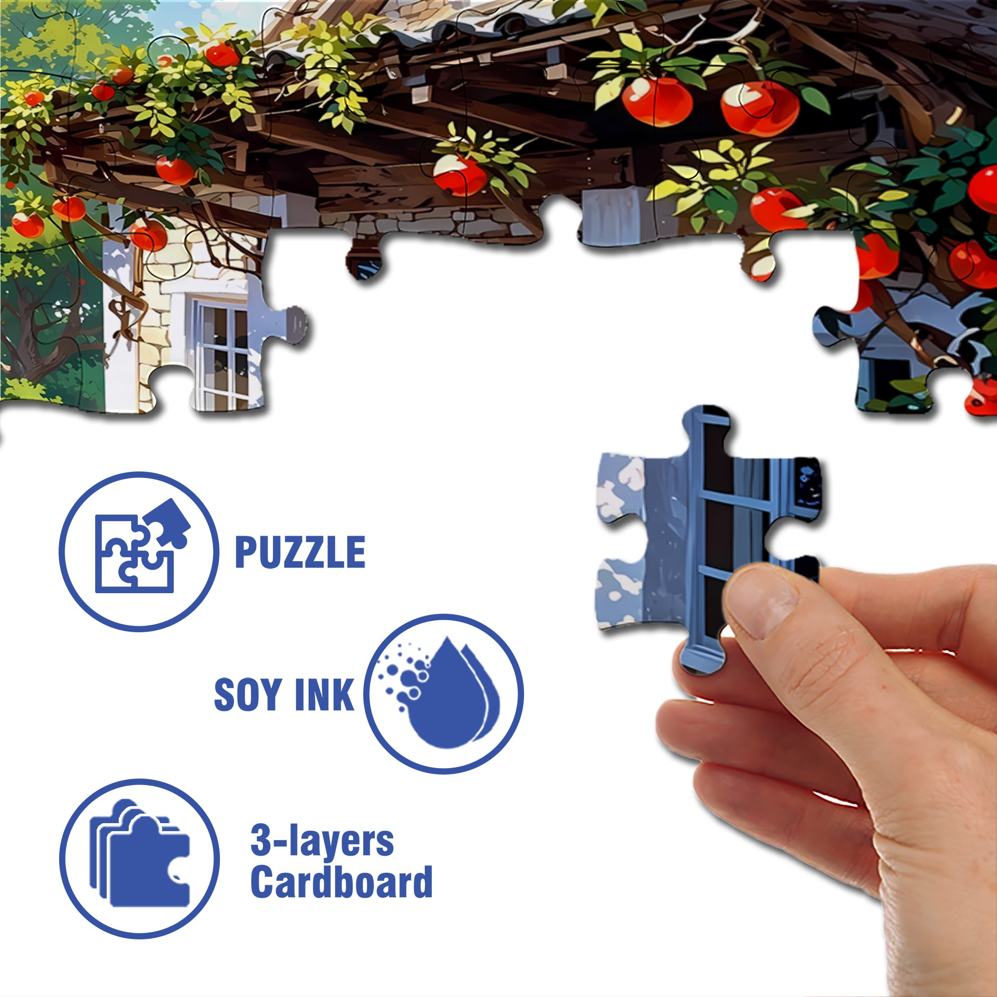 Apple Aroma 500pcs/1000pcs Jigsaw Puzzle, Scratch-Resistant, Interactive Family Game & Brain-Boosting DIY Decor, Perfect for Halloween, Christmas & New Year Gifts, Family Puzzle Game
