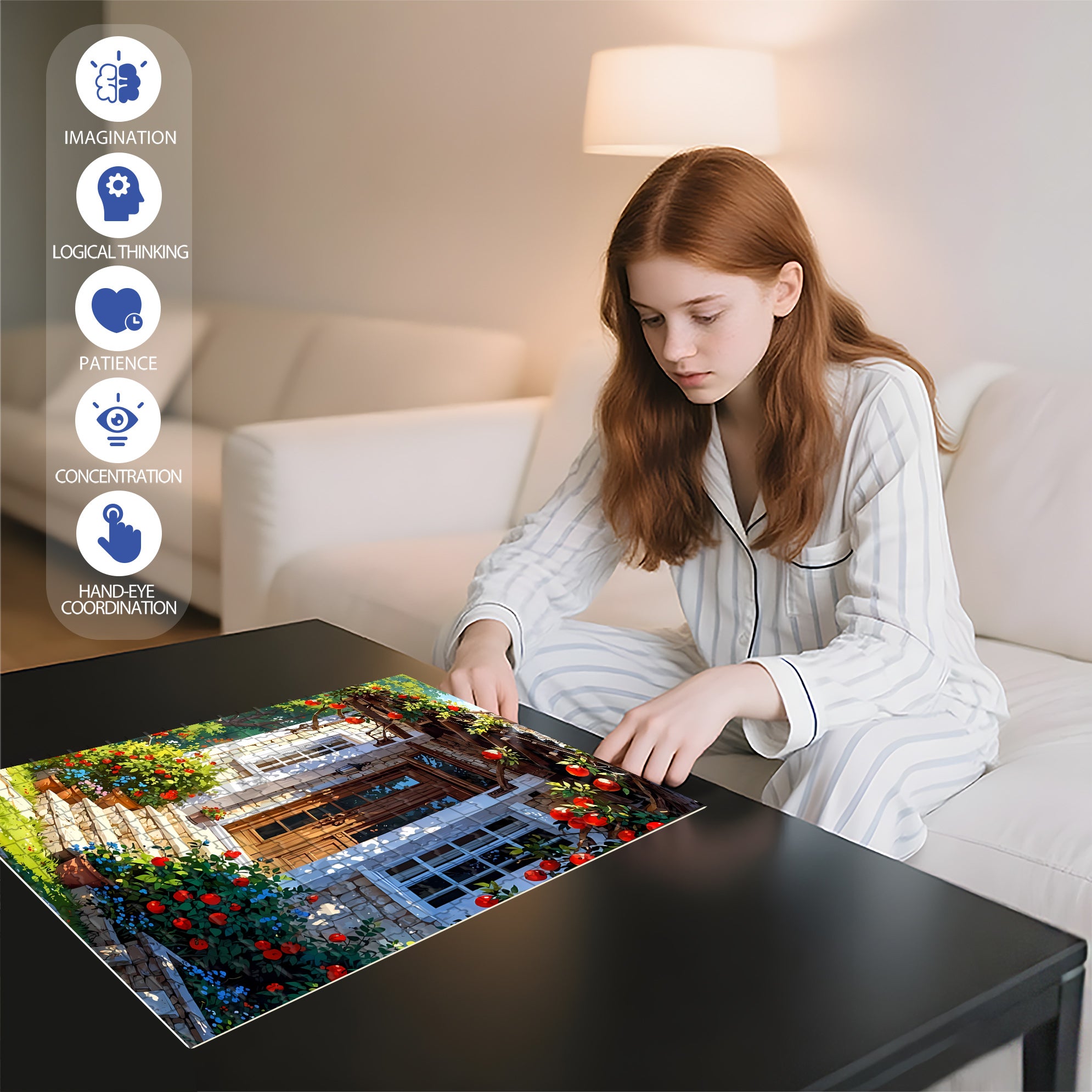 Apple Aroma 500pcs/1000pcs Jigsaw Puzzle, Scratch-Resistant, Interactive Family Game & Brain-Boosting DIY Decor, Perfect for Halloween, Christmas & New Year Gifts, Family Puzzle Game