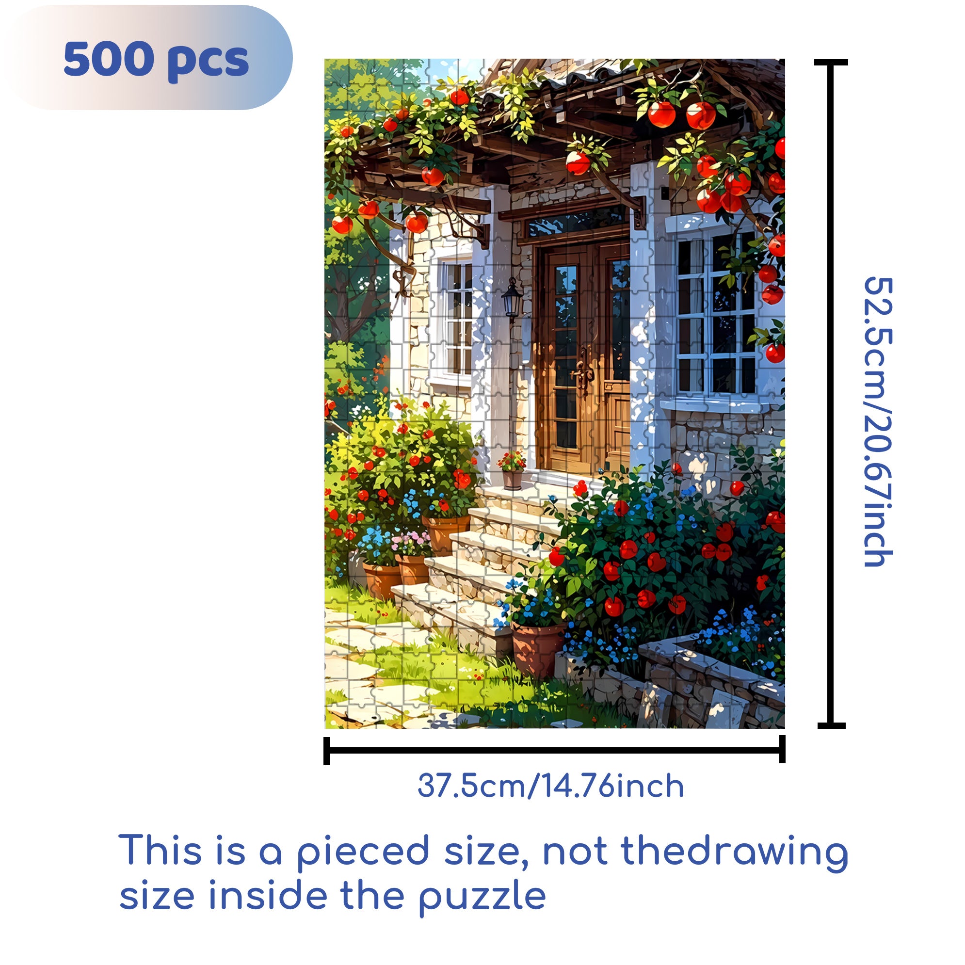 Apple Aroma 500pcs/1000pcs Jigsaw Puzzle, Scratch-Resistant, Interactive Family Game & Brain-Boosting DIY Decor, Perfect for Halloween, Christmas & New Year Gifts, Family Puzzle Game