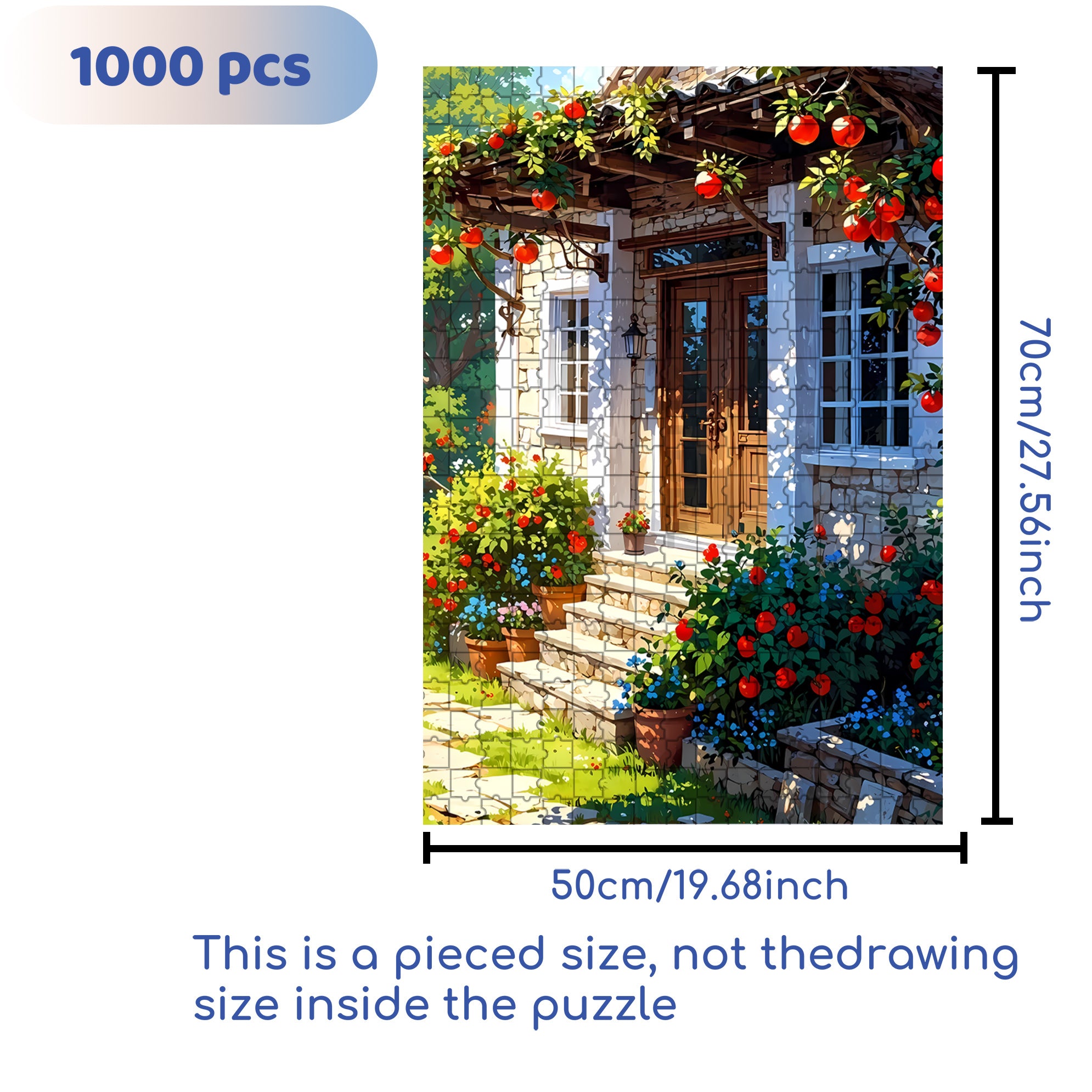 Apple Aroma 500pcs/1000pcs Jigsaw Puzzle, Scratch-Resistant, Interactive Family Game & Brain-Boosting DIY Decor, Perfect for Halloween, Christmas & New Year Gifts, Family Puzzle Game