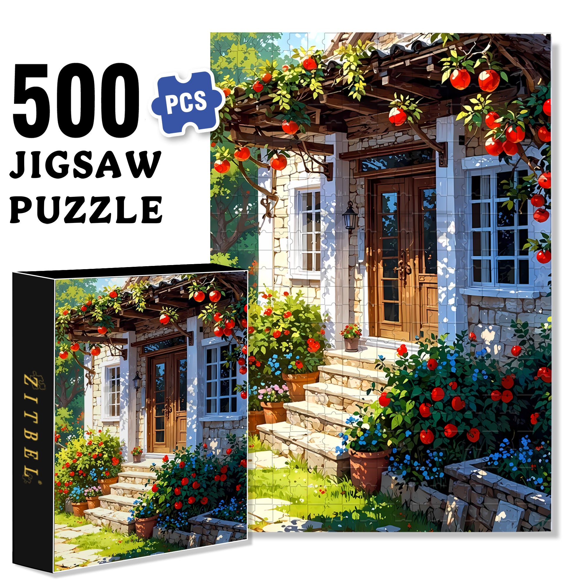 Apple Aroma 500pcs/1000pcs Jigsaw Puzzle, Scratch-Resistant, Interactive Family Game & Brain-Boosting DIY Decor, Perfect for Halloween, Christmas & New Year Gifts, Family Puzzle Game