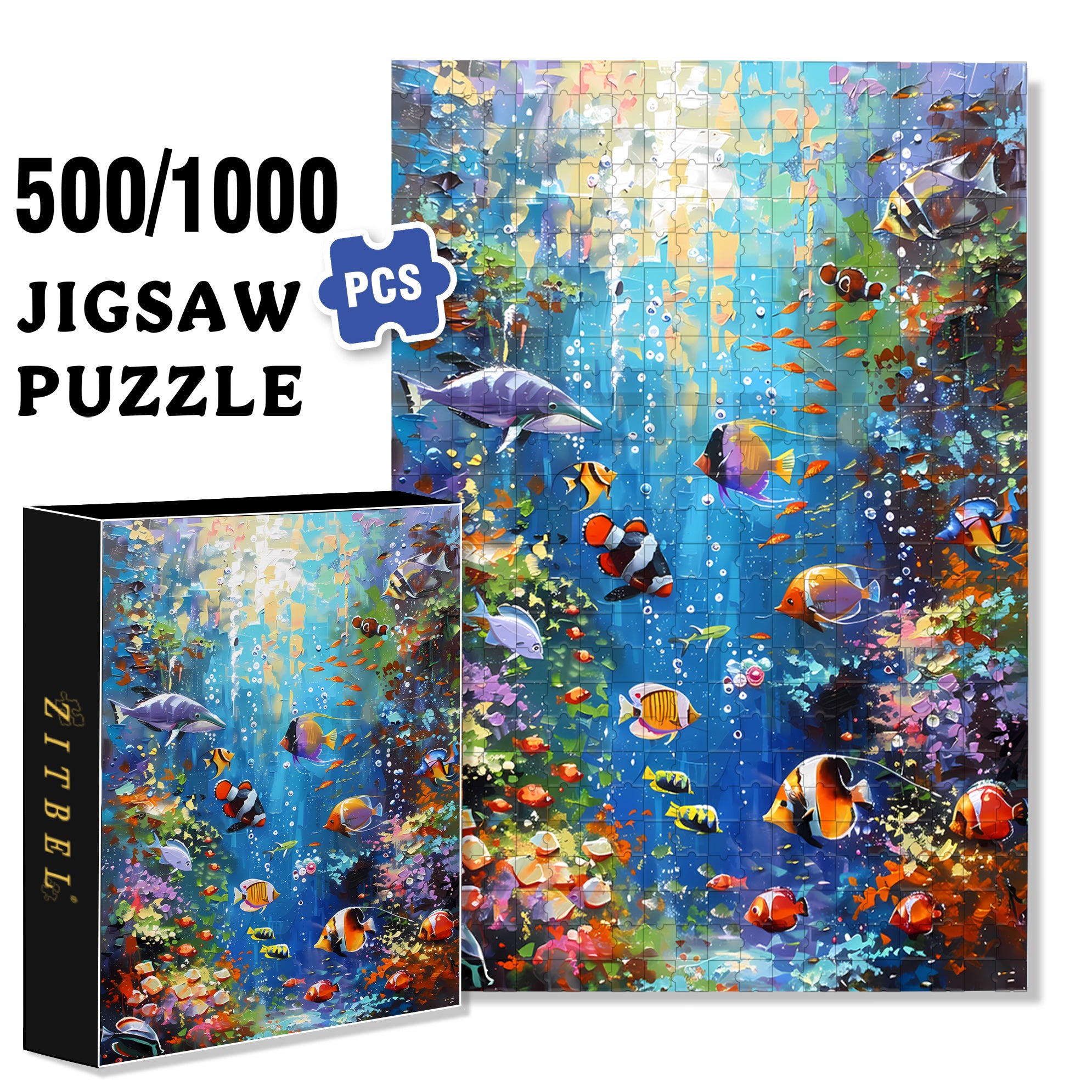 Arabic Ocean 500pcs/1000pcs Jigsaw Puzzle, Scratch-Resistant, Interactive Family Game & Brain-Boosting DIY Decor, Perfect for Halloween, Christmas & New Year Gifts, Family Puzzle Game