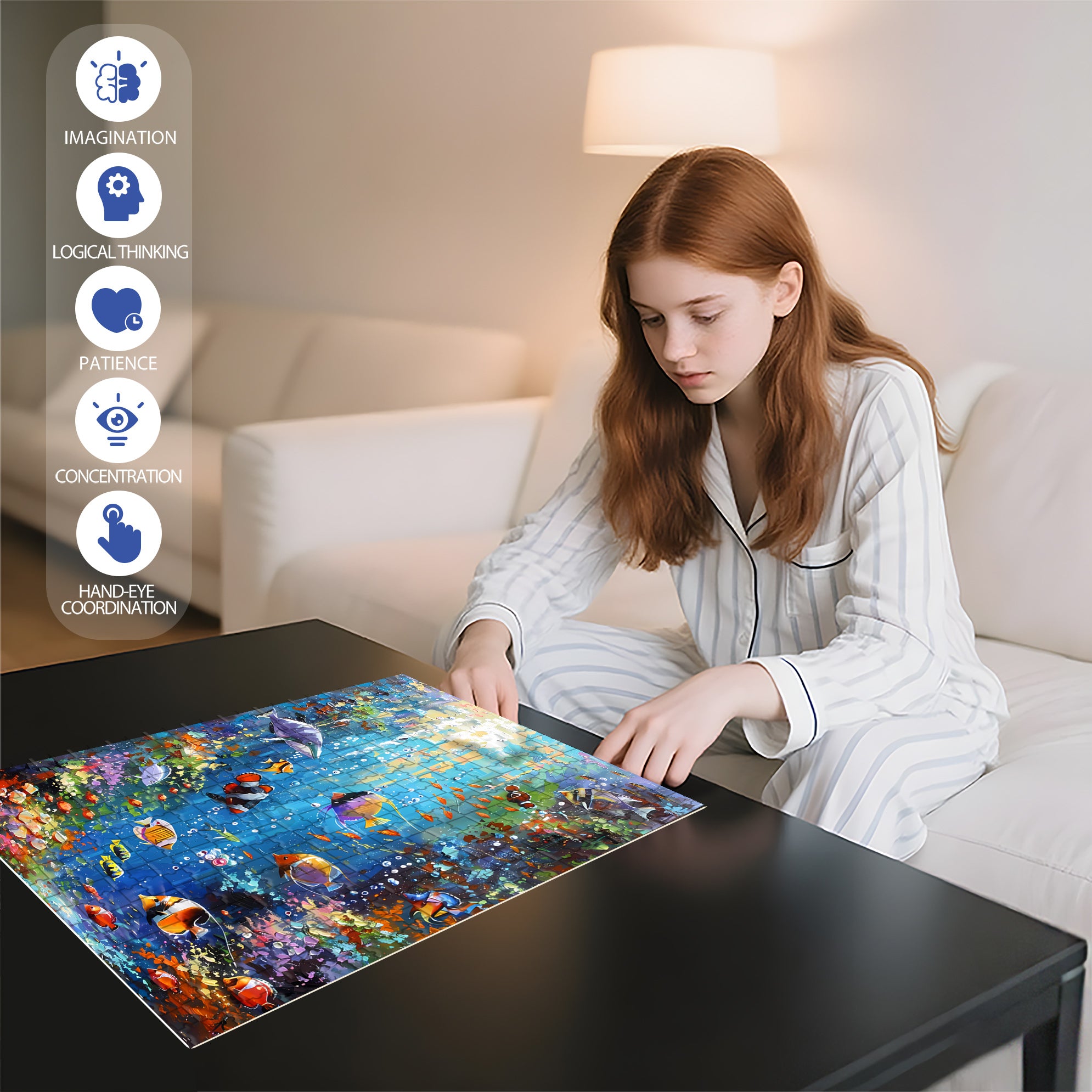 Arabic Ocean 500pcs/1000pcs Jigsaw Puzzle, Scratch-Resistant, Interactive Family Game & Brain-Boosting DIY Decor, Perfect for Halloween, Christmas & New Year Gifts, Family Puzzle Game